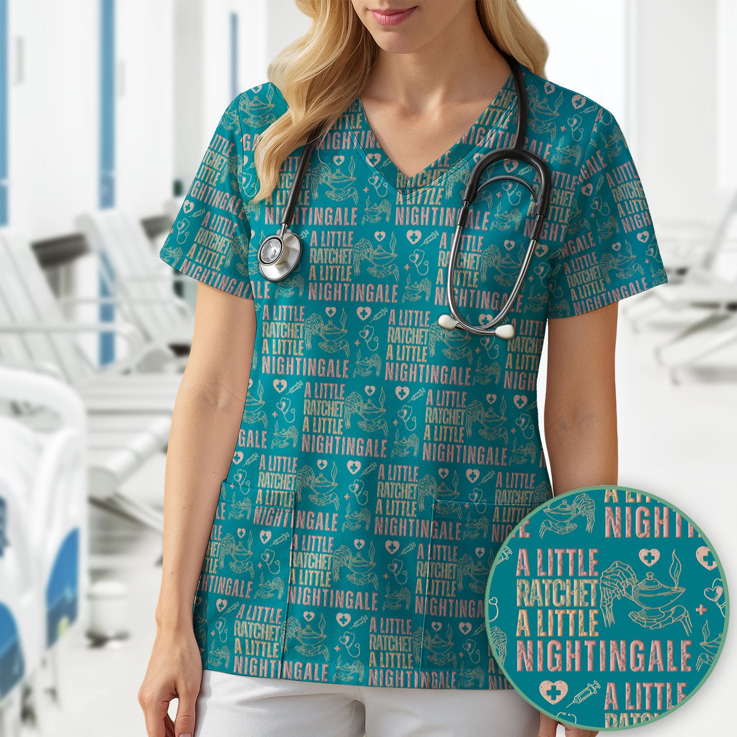 A Little Ratchet A Little Nightingale Nurse Scrub Top, Breathable Fabrics Nursing Uniform