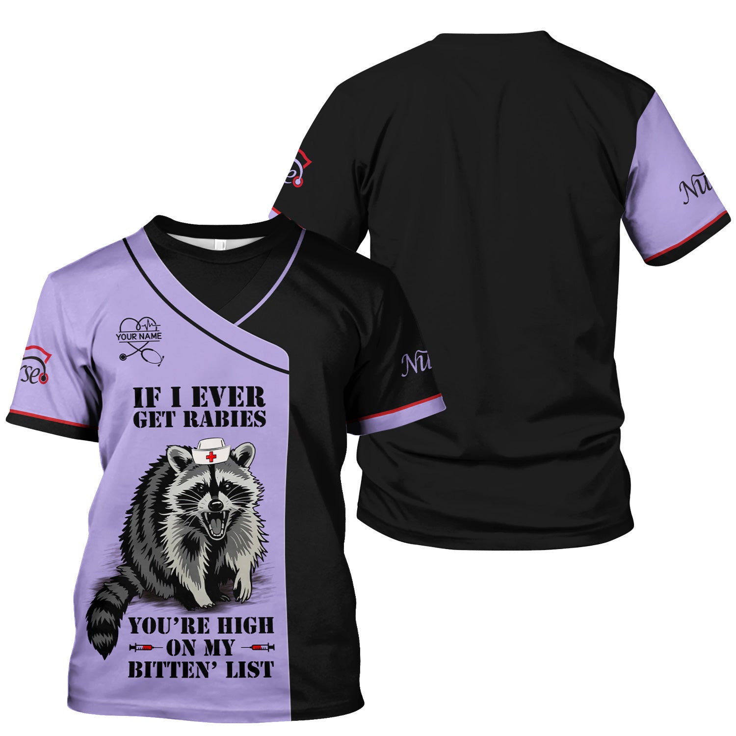 Custom Funny Nurse Scrub Top - You're High On My Bitten List - Multiple Color Options Gift for RN LPN CNA