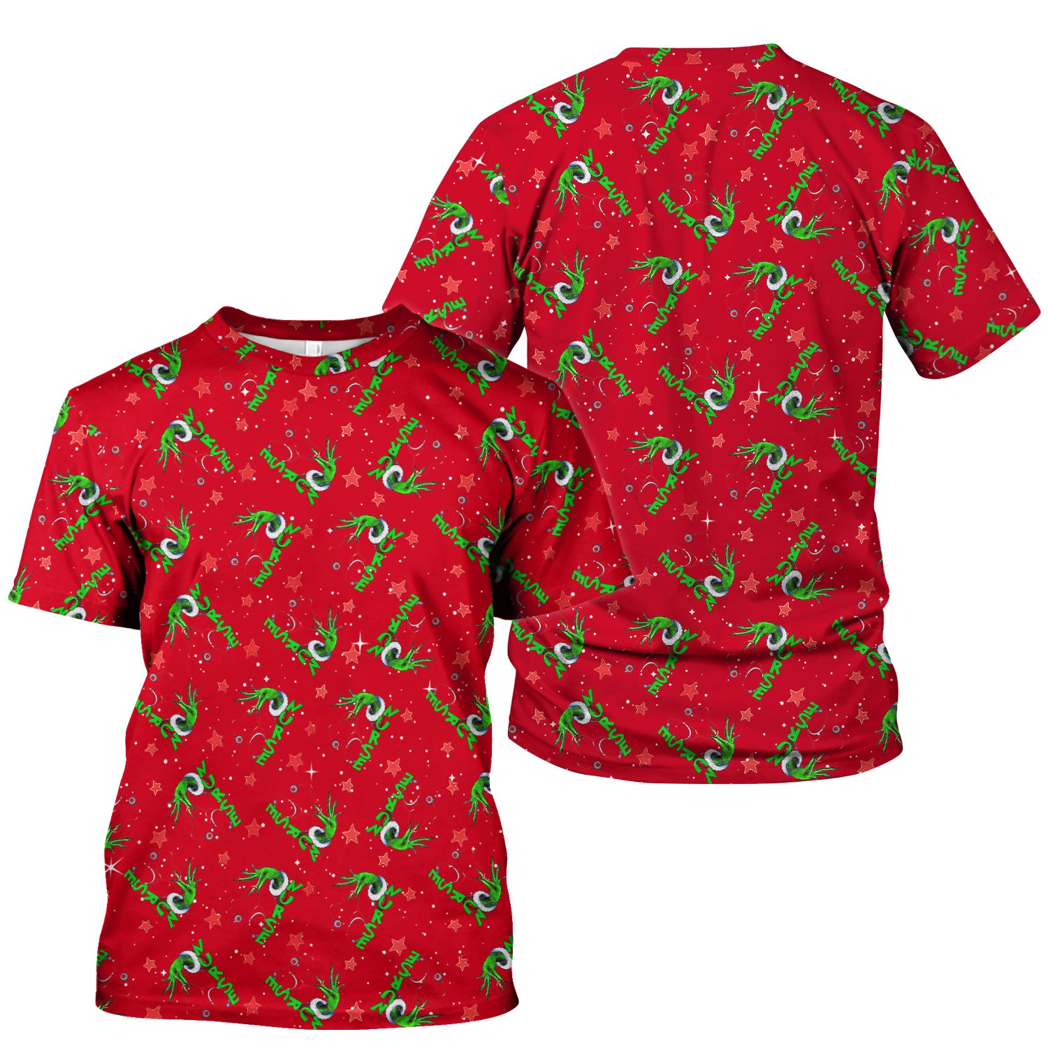 Grinch Nurse Scrub Top - Festive Holiday Uniform for Women - RN LPN CNA Nursing Gift