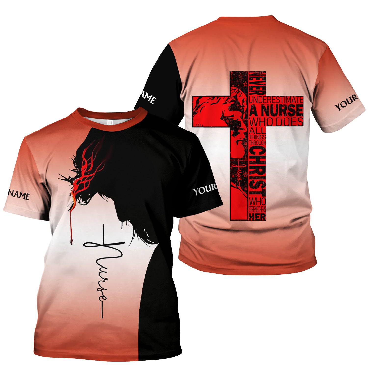 Christian Nurse Scrub with Custom Name - Never Underestimate a Nurse - Gift for RN LPN CNA Nursing Staff