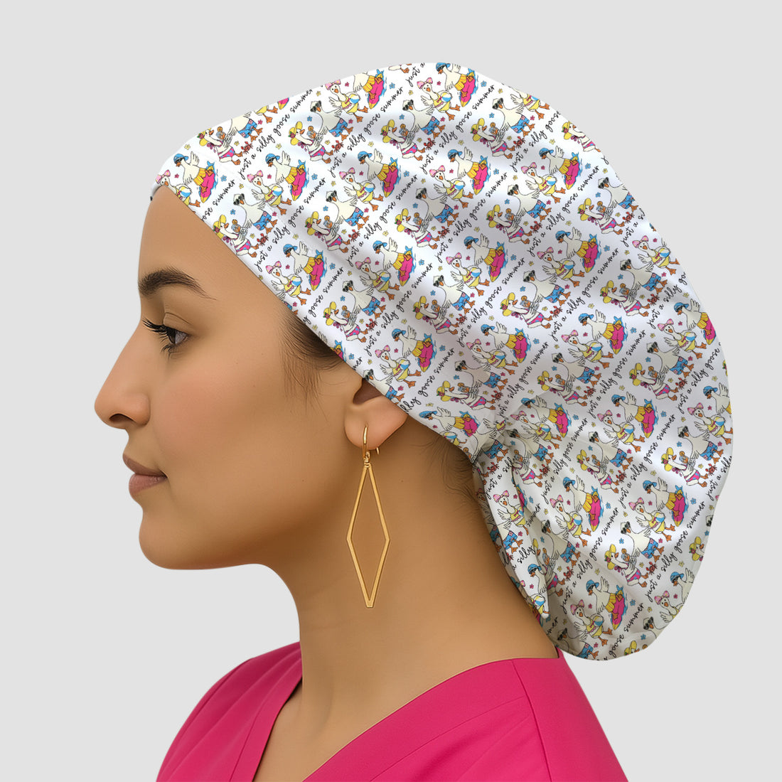 Funny Goose Summer Beach Pattern Scrub Cap, Surgical Caps for Doctors