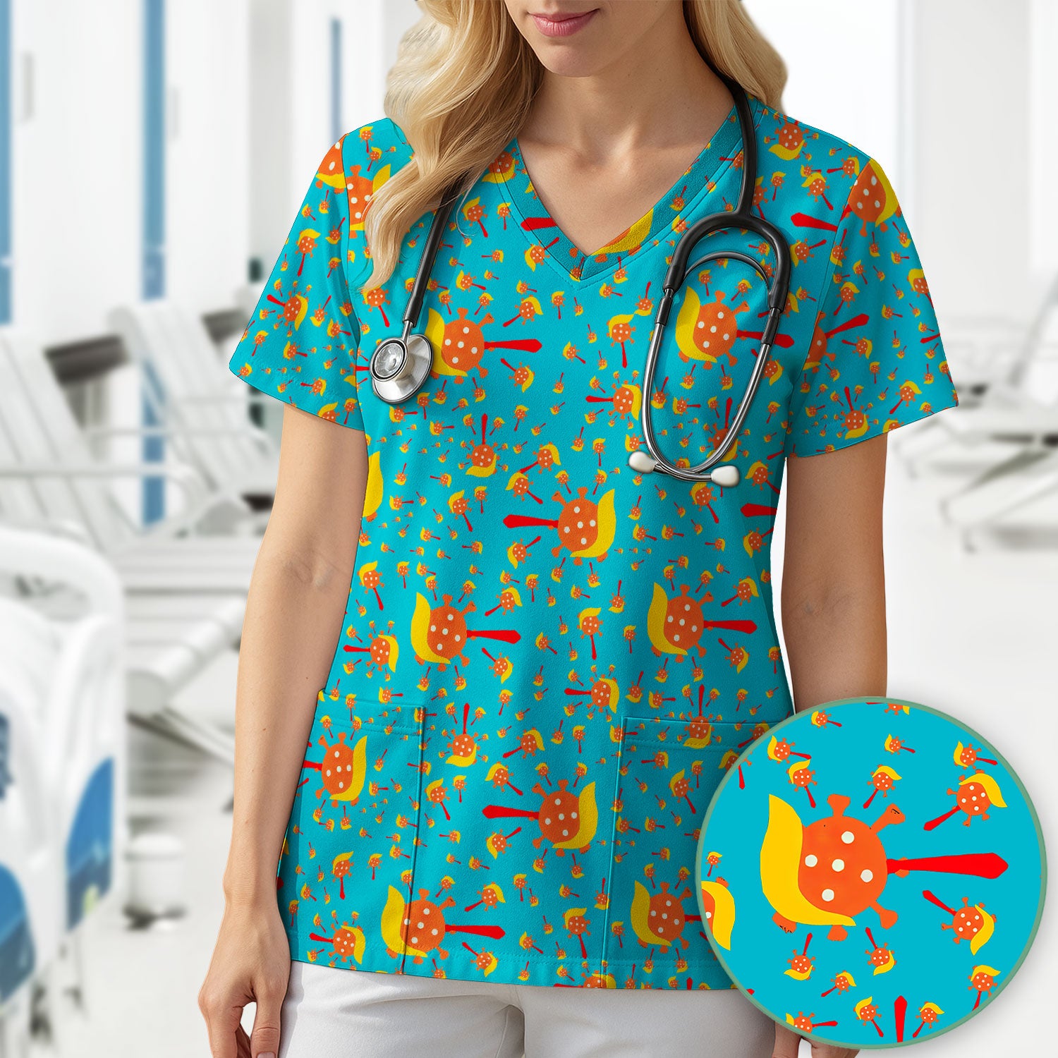 The Deadliest Virus Is Ignorance Scrub Top - Black Nursing Uniform - Comfortable Scrubs for Women