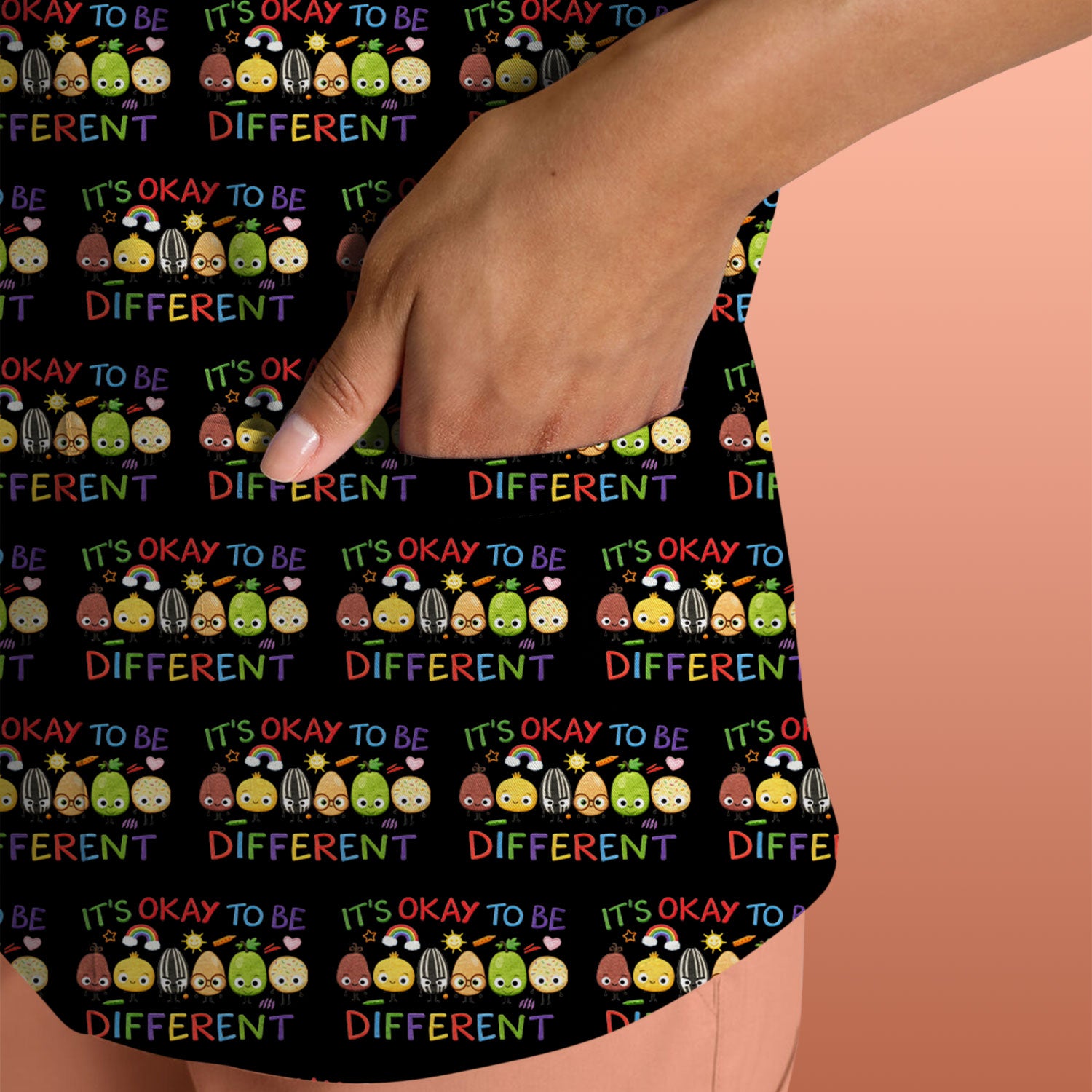 Autism Awareness Nurse Scrub Top, It’s Okay To Be Different Pattern Nurses Shirt, Comfortable Uniform Scrubs For Nursing