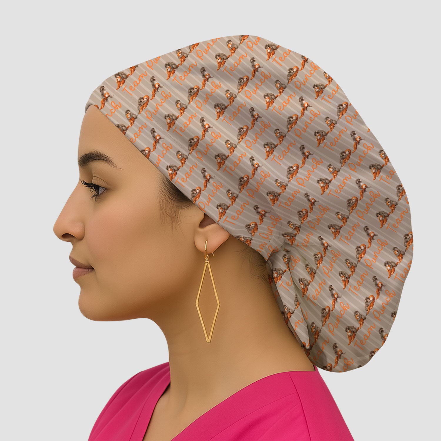 Funny Monkey Team Punch Pattern Print Cap, Adjustable Nurse Surgical Cap