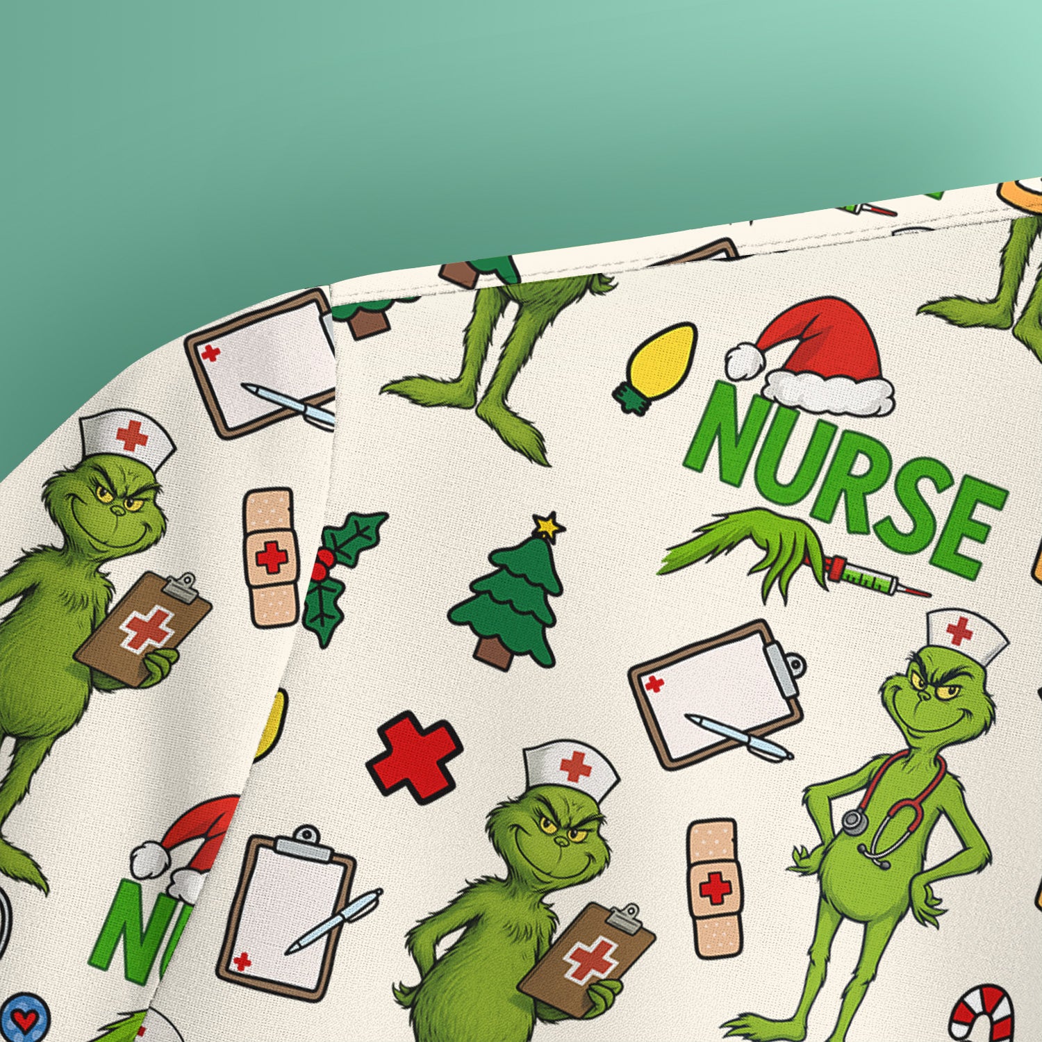 Funny Grinch Nurse Scrub Top - Christmas Holiday Medical Shirt - Multiple Color Options CNA RN LPN Gift