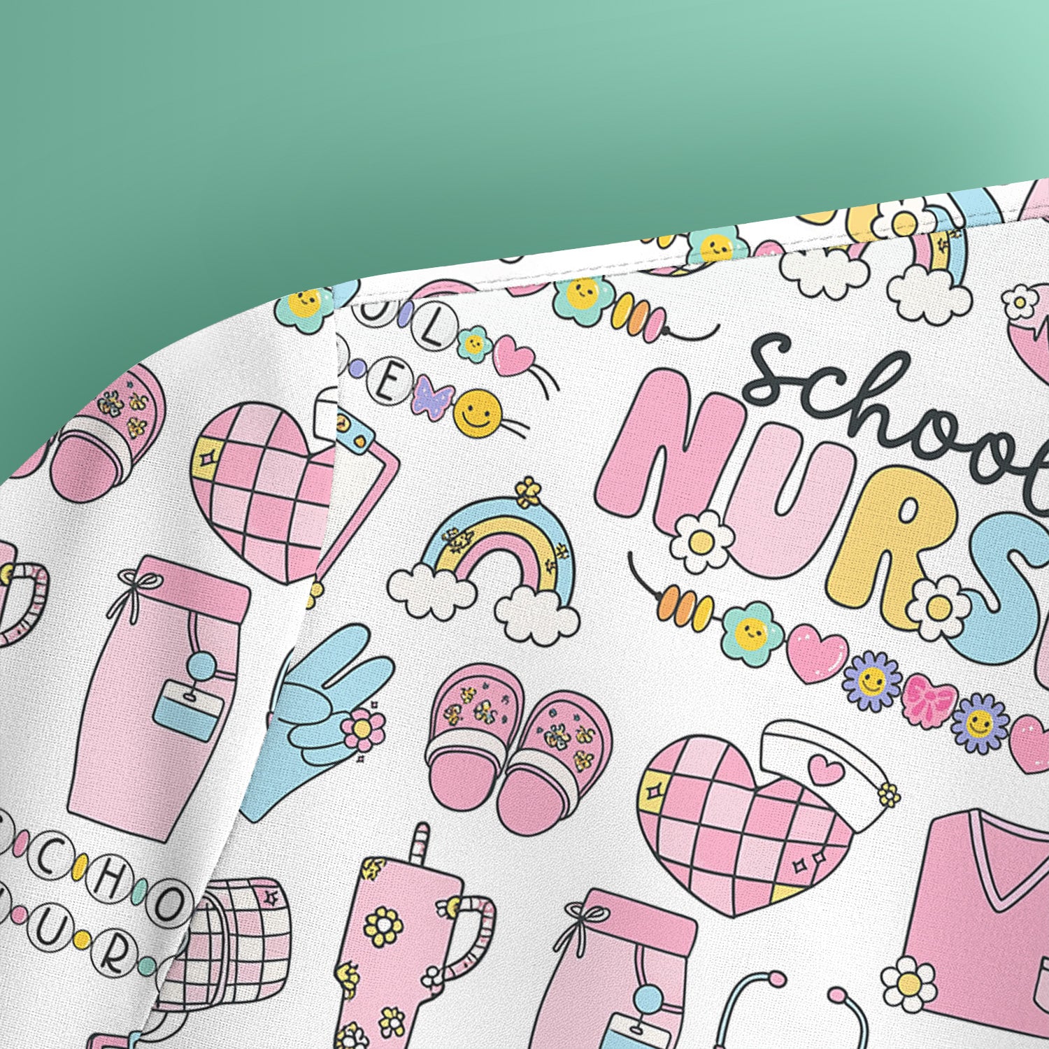 Funny School Nurse Life Shirt - Cute Medical Icons Graphic Tee - Gift for Women RN LPN Healthcare Workers