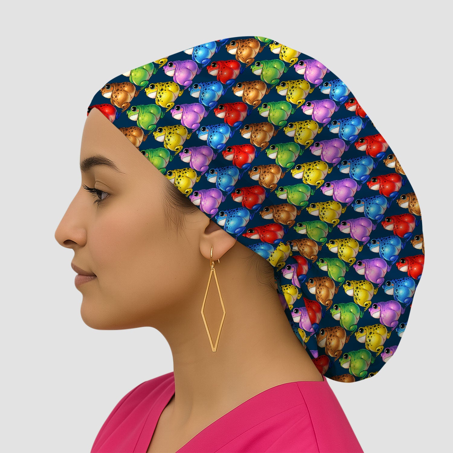 Funny Colorful Frogs Pattern Caps, Bouffant Scrub Caps for Women