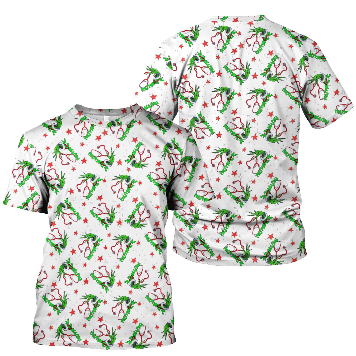 Grinch Nurse Scrub Top - Festive Holiday Uniform for Women - RN LPN CNA Nursing Gift