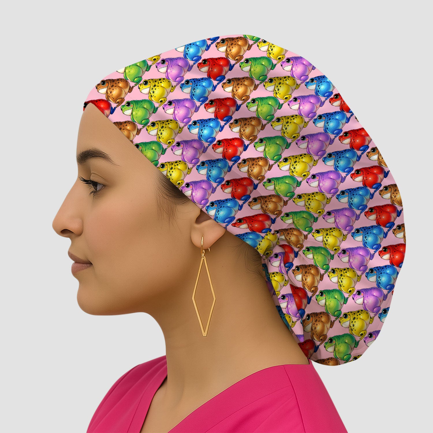 Funny Colorful Frogs Pattern Caps, Bouffant Scrub Caps for Women