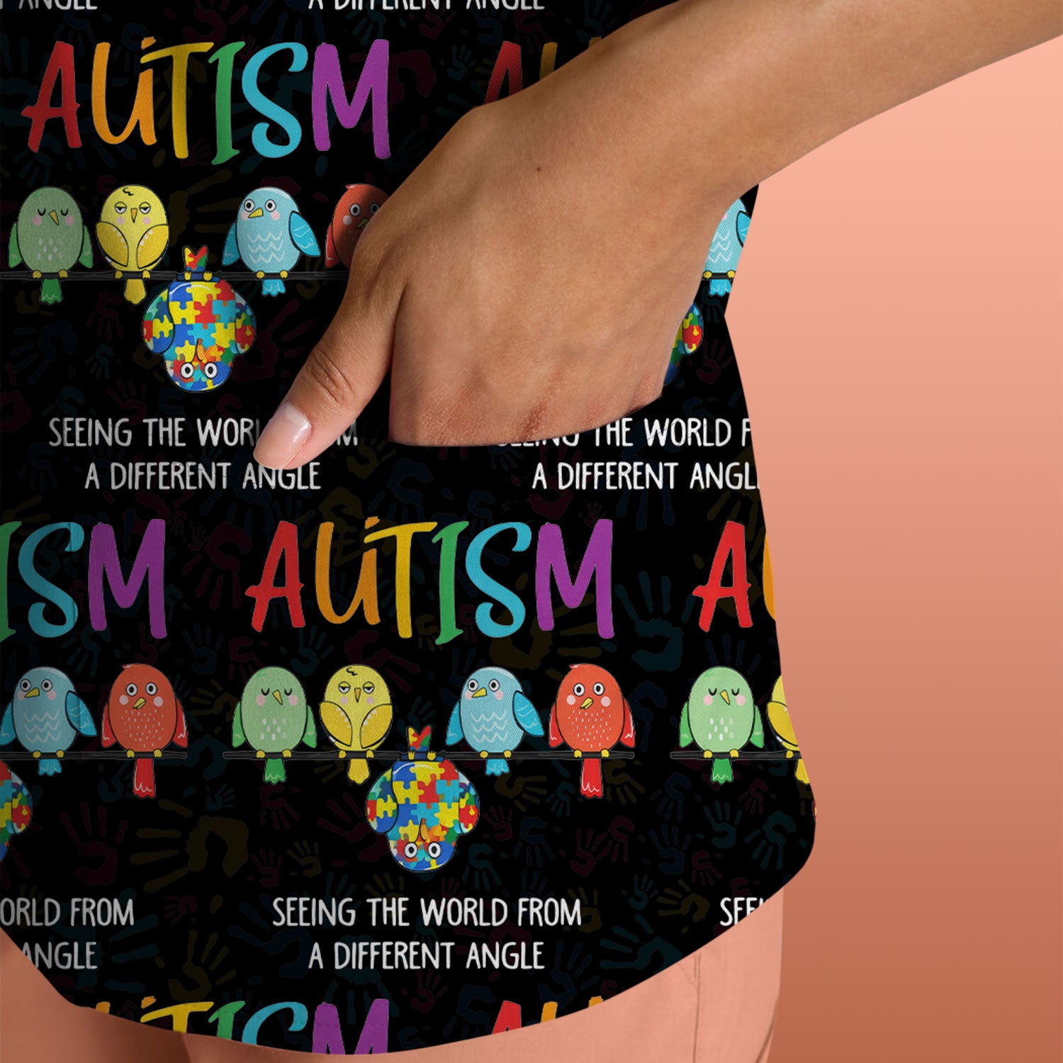 Autism Seeing The World From A Different Angle Birds Scrub Top ,Comfortable Scrubs for Nurses