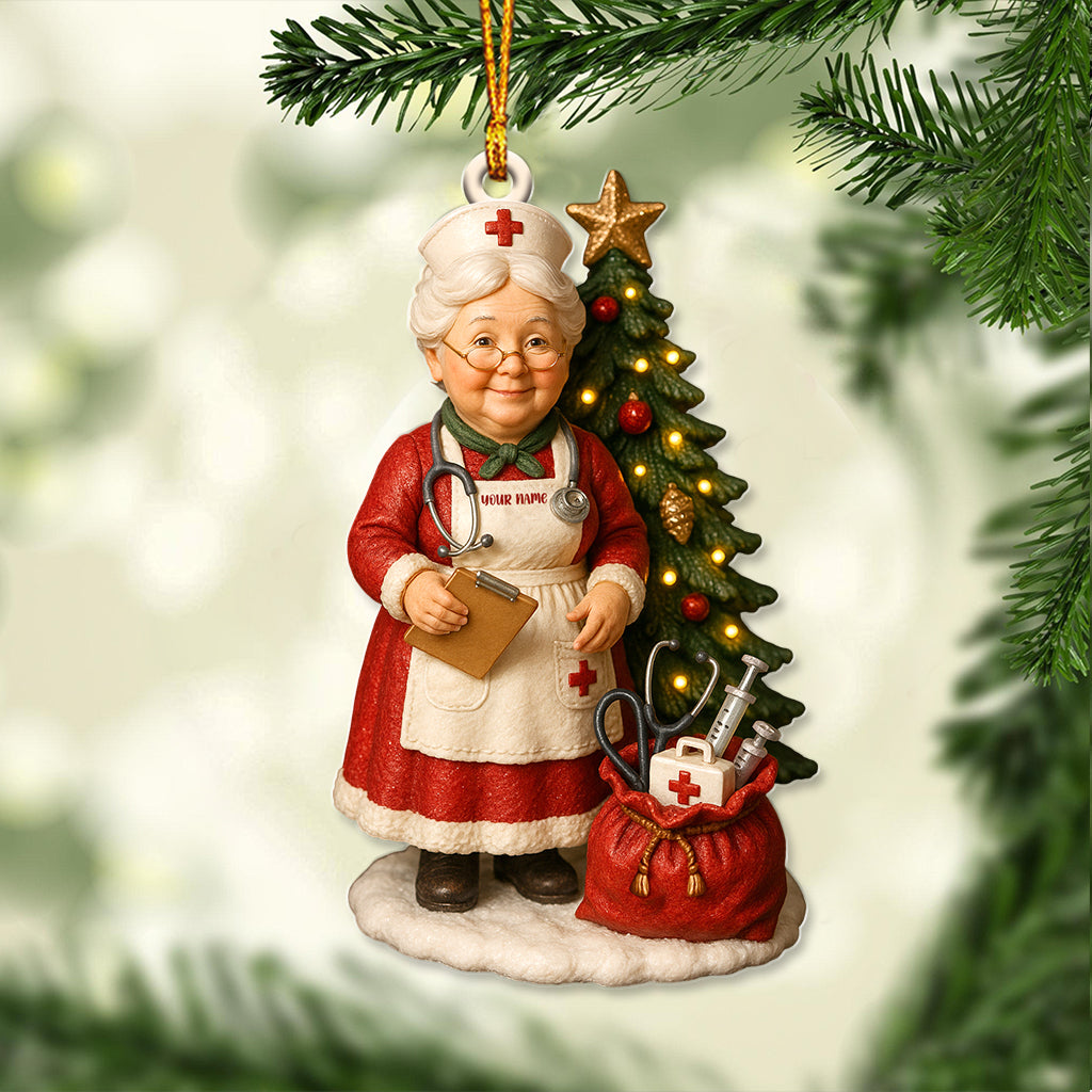 Custom Name Nurse Grandma Ornament, Nursing Christmas Tree Decor, Personalized Holiday Gift For RN & Healthcare Workers