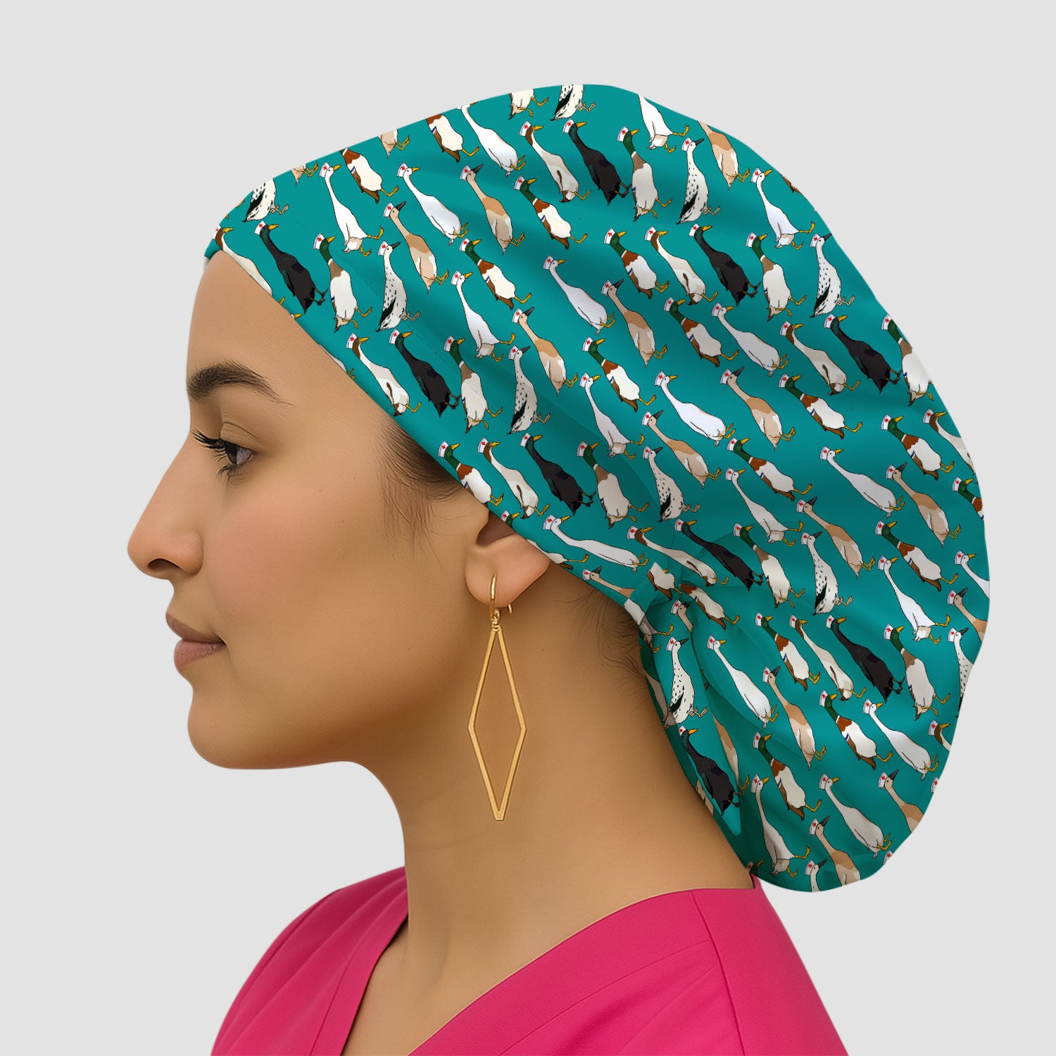 Funny Nurse Duck Pattern Scrub Cap, Surgical Caps for Doctors