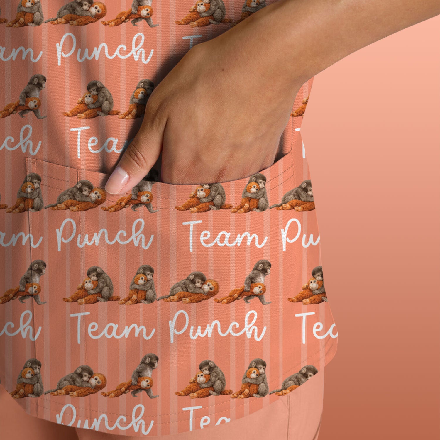 Funny Monkey Team Punch Scrub Top, Breathable Fabrics Nursing Uniform