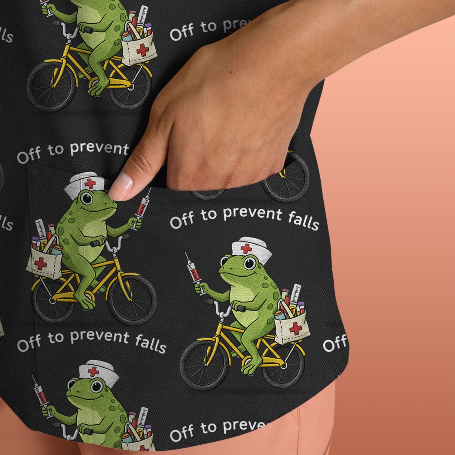 Cute Frog Riding Bike With Funny Quote Scrub Top, Comfortable Scrubs for Nurses