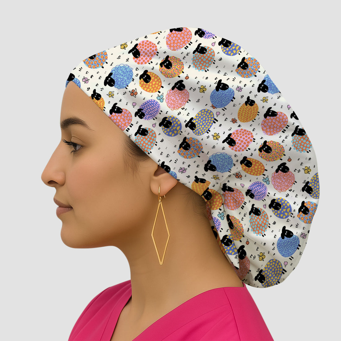 Adorable Colorful Sheep Pattern Caps, Breathable Fabrics Caps Uniform