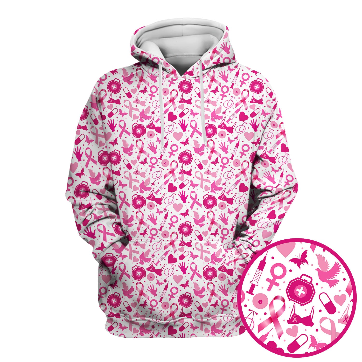 Personalized Breast Cancer Pink Ribbon Scrub Top - Medical Uniform with Pockets - Gift for RN LPN Healthcare Workers