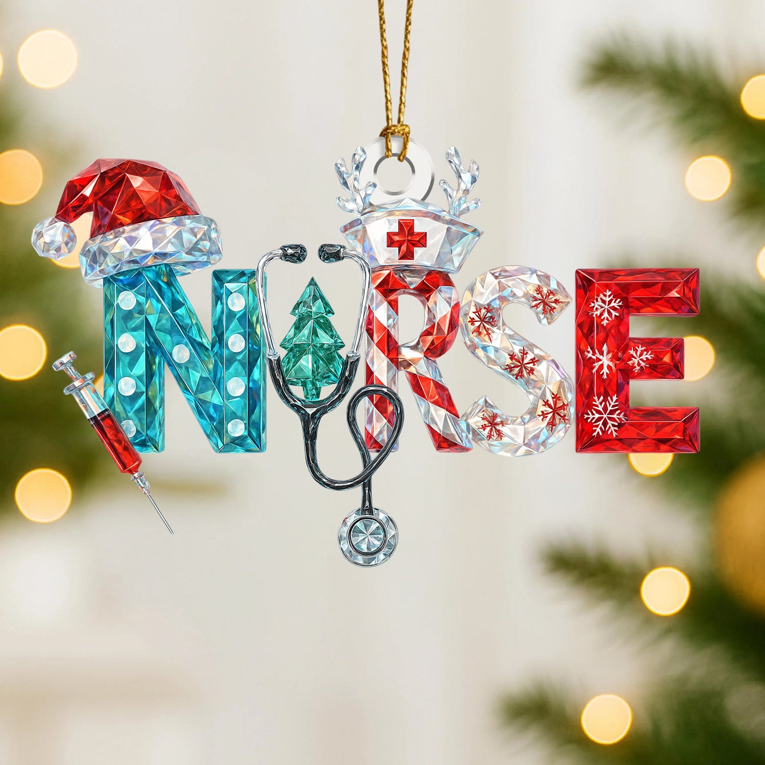 Nurse Christmas Ornament, Crystal Style Nurse Letter Ornament, Holiday Gift For Nursing LPN RN CNA