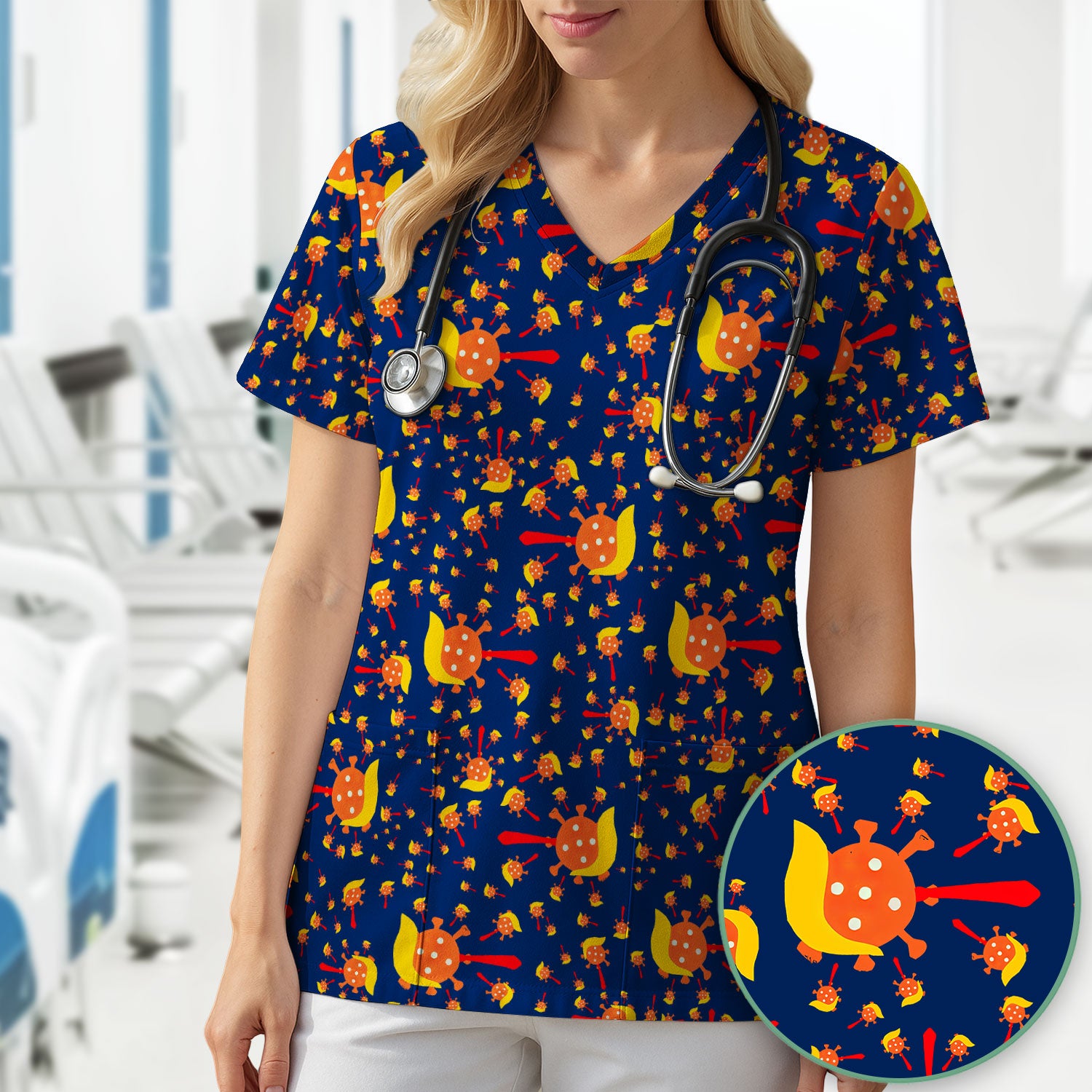 The Deadliest Virus Is Ignorance Scrub Top - Black Nursing Uniform - Comfortable Scrubs for Women