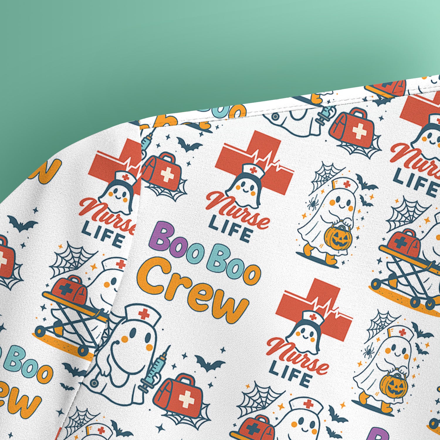 Cute Ghost Nurse Shirt for Halloween - Spooky Boo Boo Crew & Medical Icons Graphic Tee - Gift for ER LPN CNA Nurses