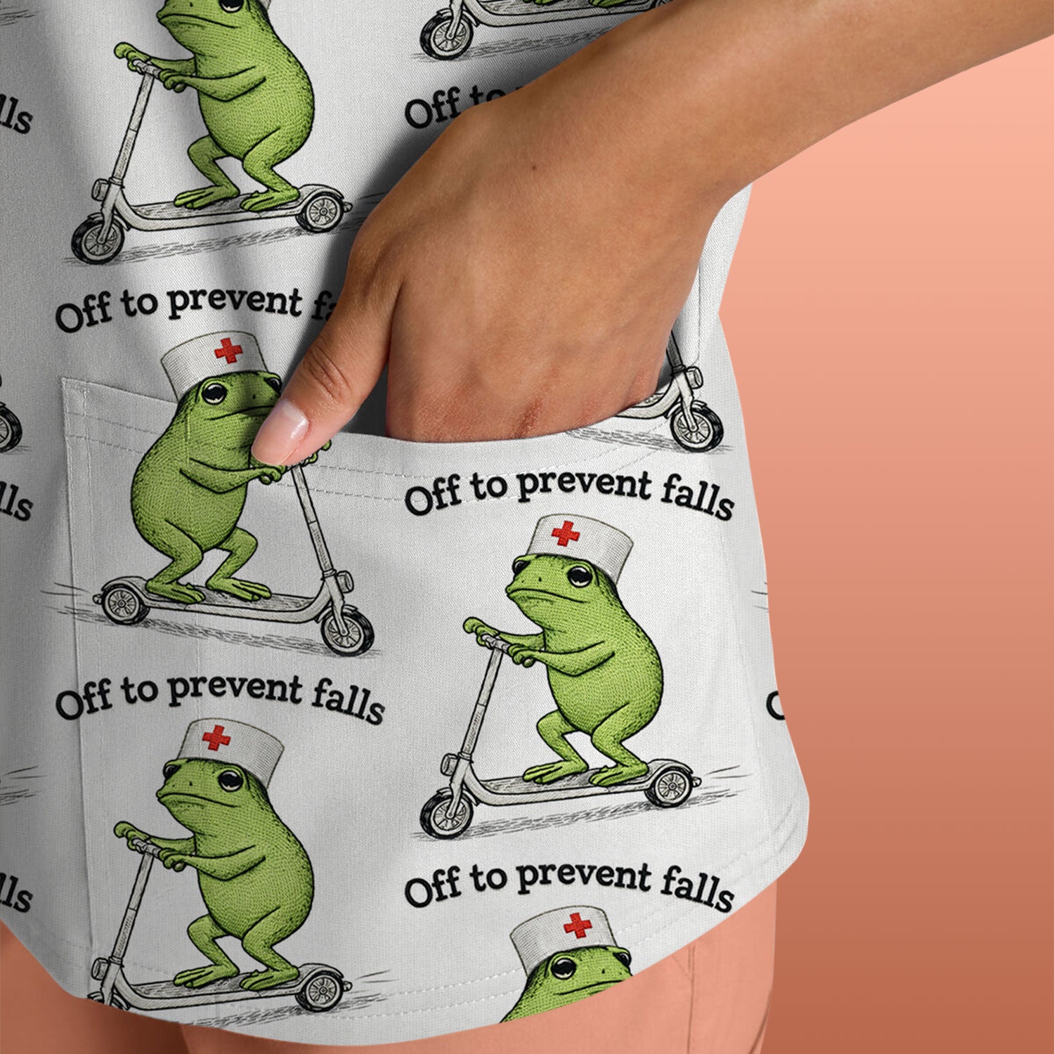 Funny Nurse Scrub Top, Off To Prevent Falls Nursing Shirt, Breathable Fabrics Nursing Uniform