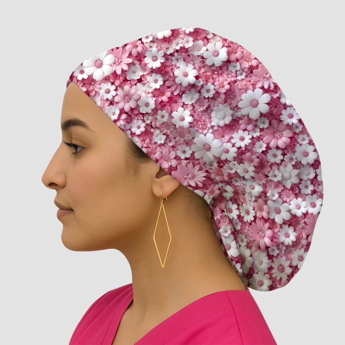 Cute Daisy Flower Bloom Pattern Scrub Cap, Surgical Caps for Doctors