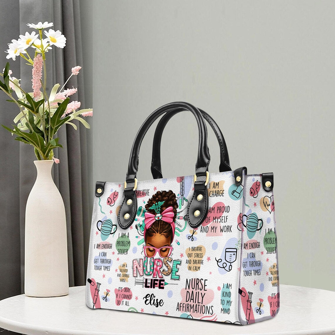 Personalized Nurse Handbag, Custom Nurse Life Bags For Women, Nurse Appreciation Gift, RN LPN CNA Gift