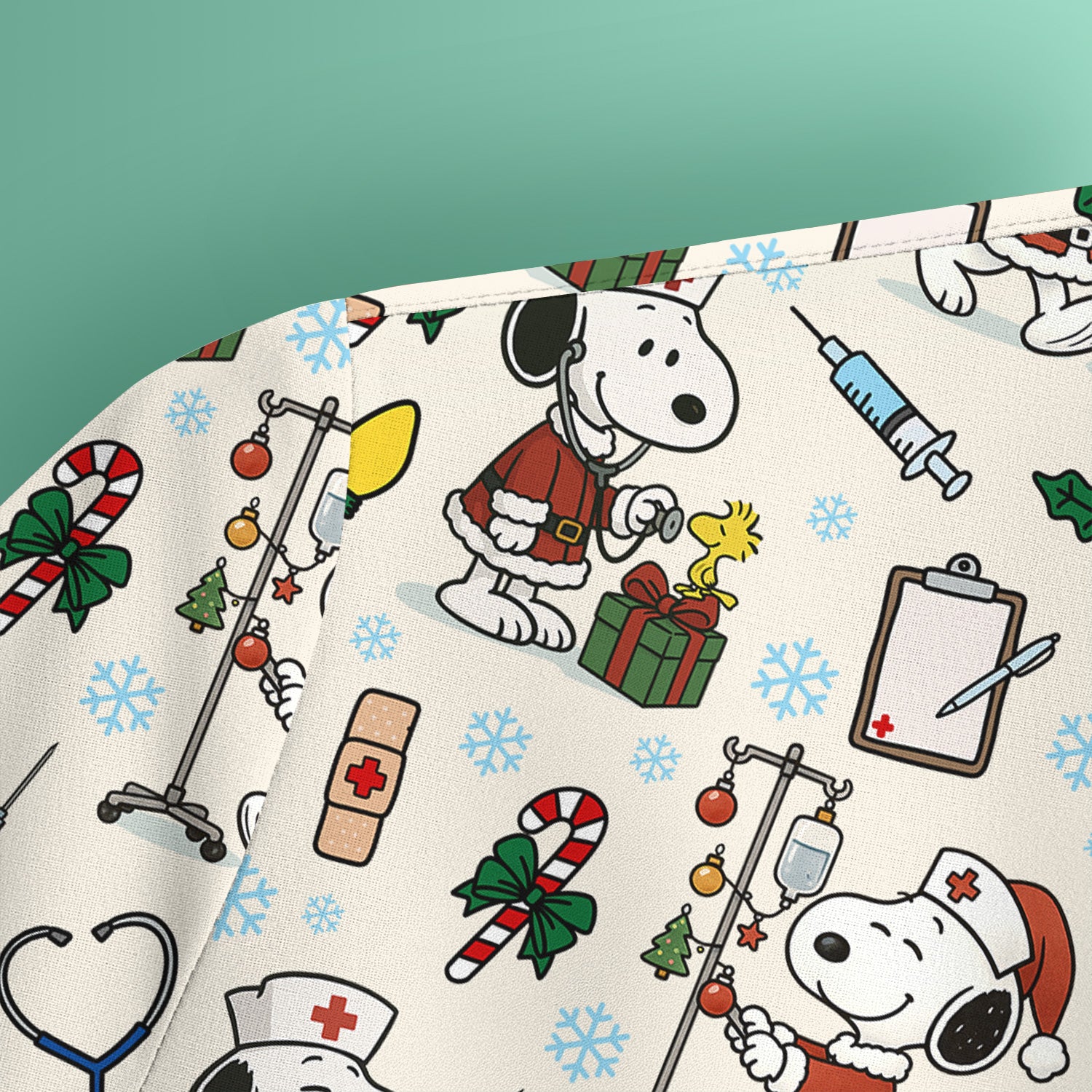 Snoopy Christmas Nurse Scrub Shirt - Cute Holiday Scrub Top Multi Colors - Funny Nursing Work Shirt with Pockets