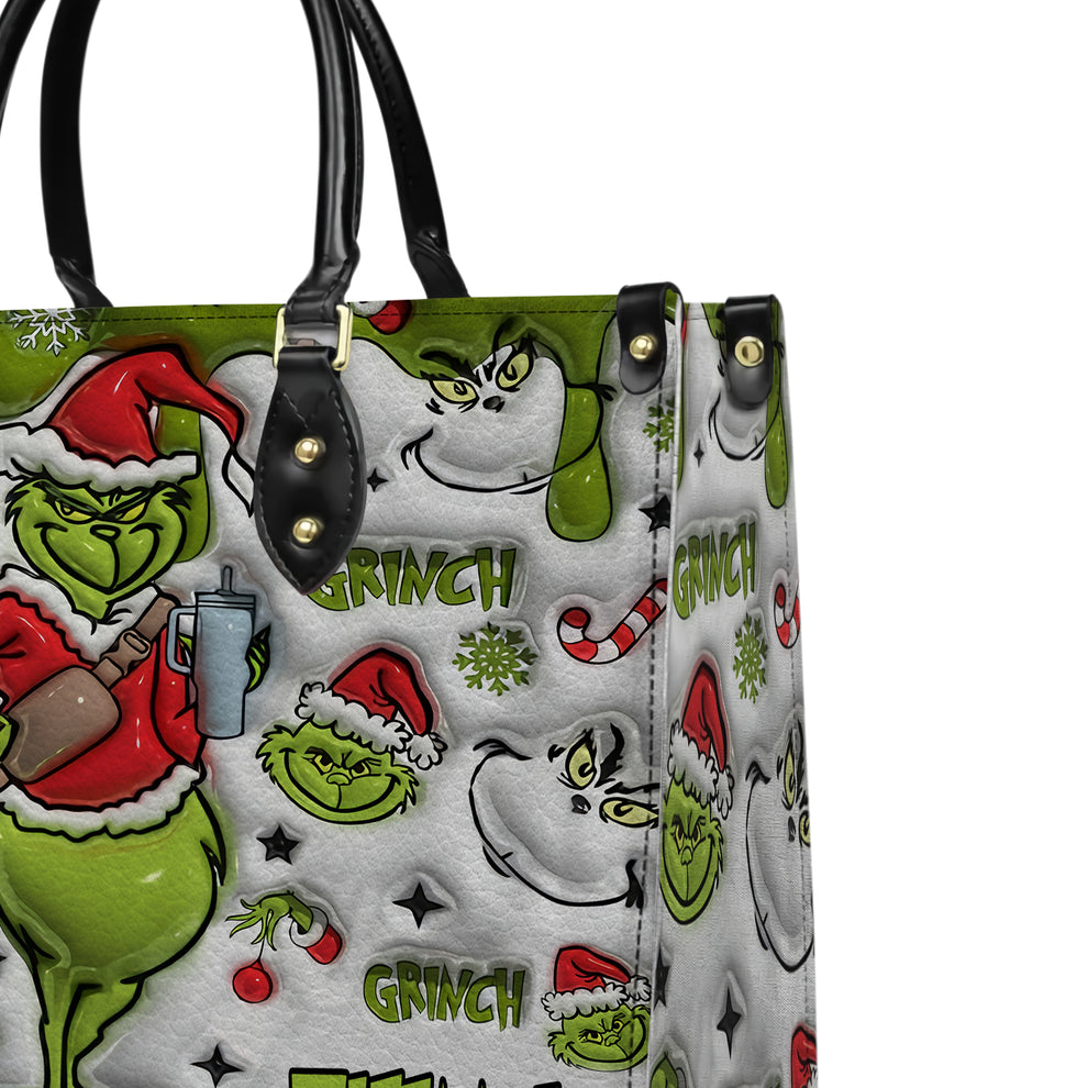 Personalized The Grinch Leather Handbag, Grinch Purse, Christmas Gifts for RN LPN CNA