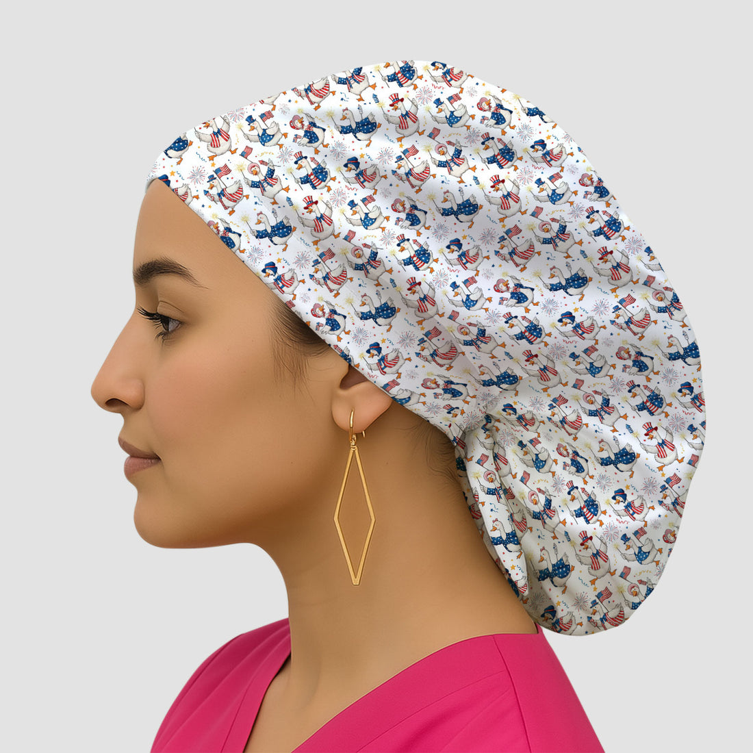 Goose America Medical Print Scrub Cap, Breathable Fabrics Nursing Uniform