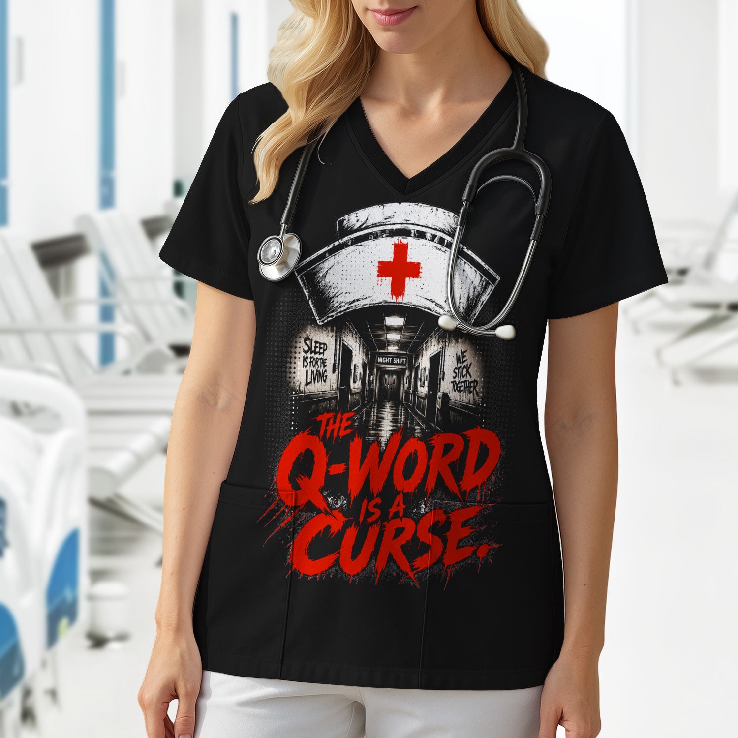 Funny Q-Word Is A Curse T-Shirt, Emergency Room Nurse Tee for ER Nurses