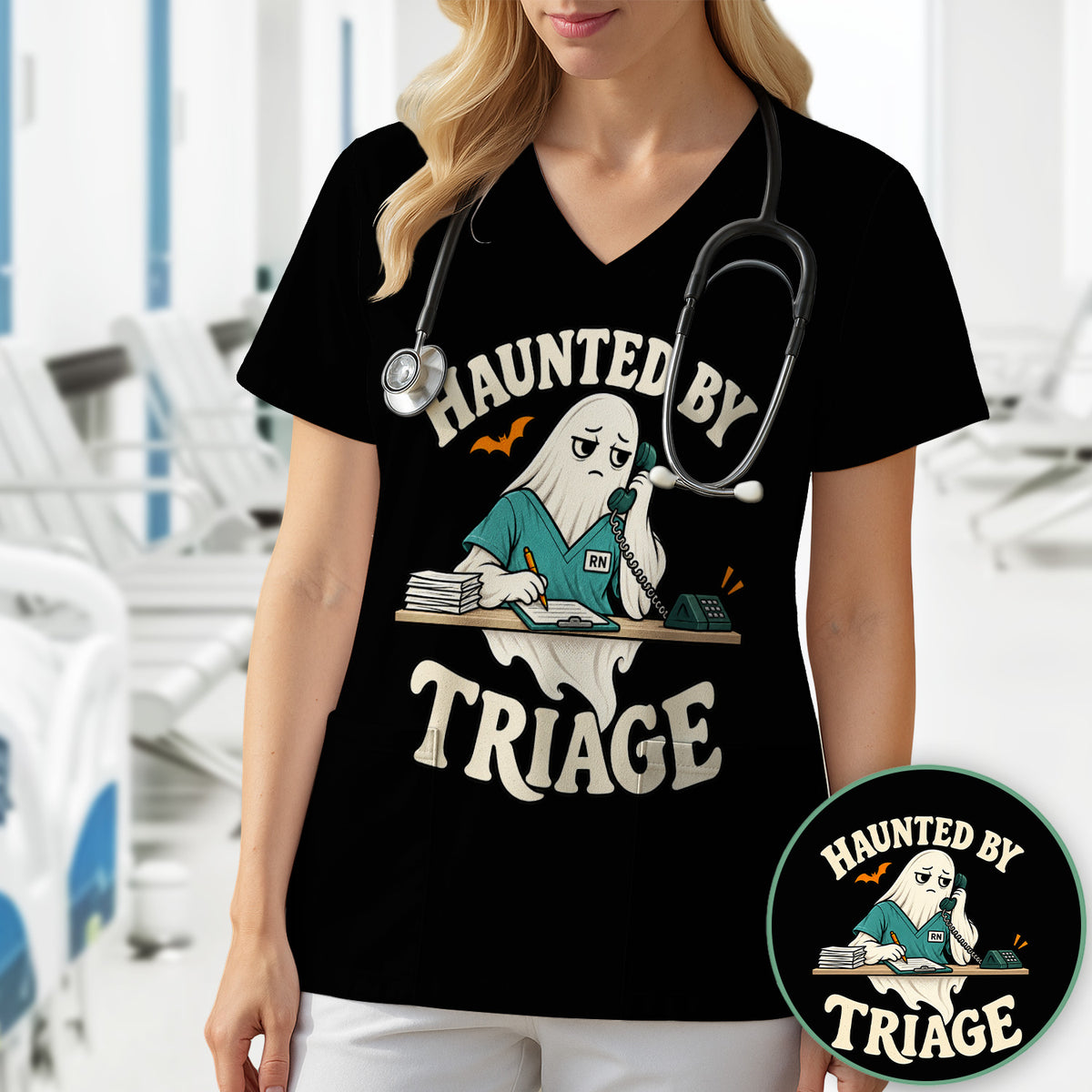 Funny Halloween Triage Nurse Ghost T-Shirt