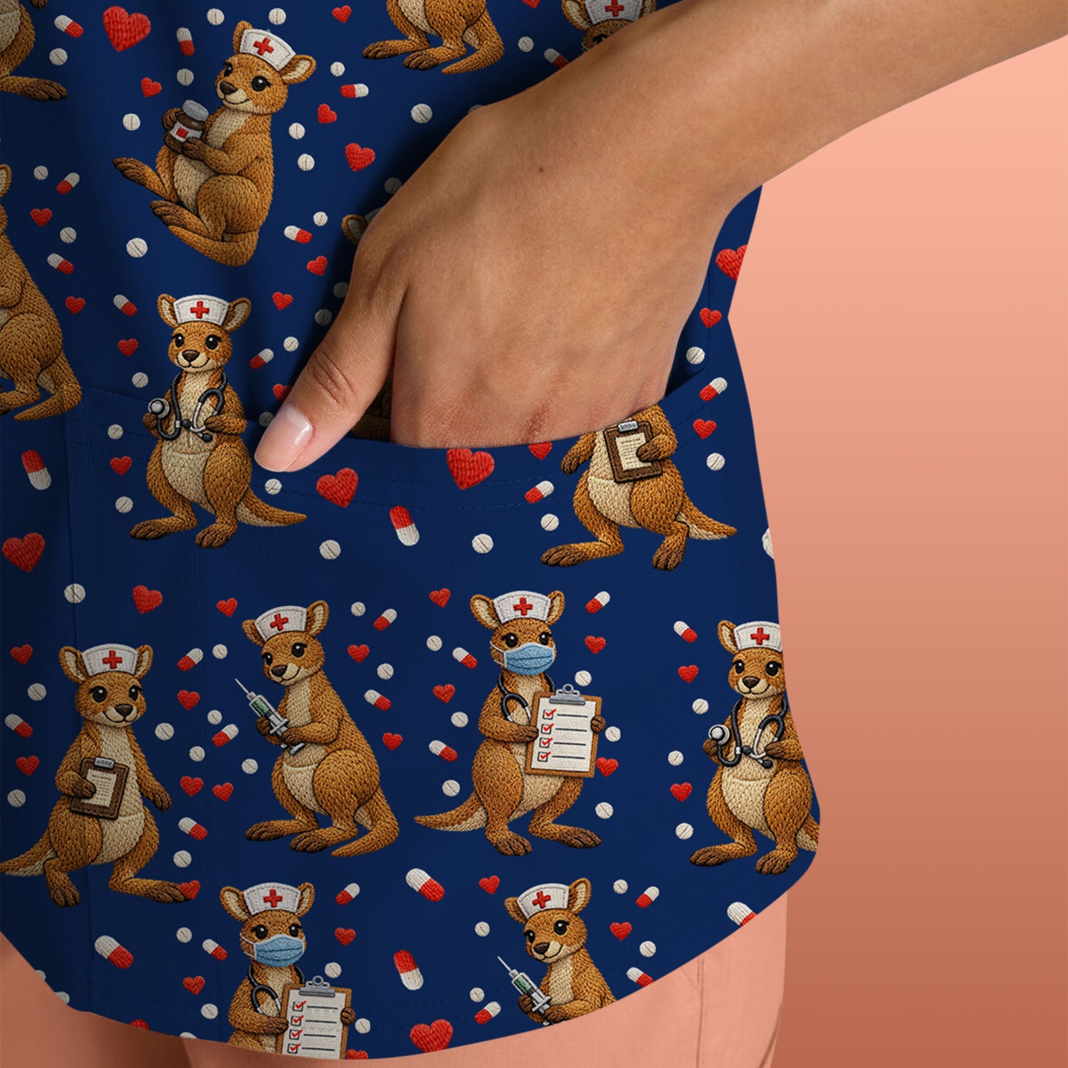 Kangaroo Nurse Scrub Top, Cute Medical Uniform For Women, Comfortable Scrubs For Nurses