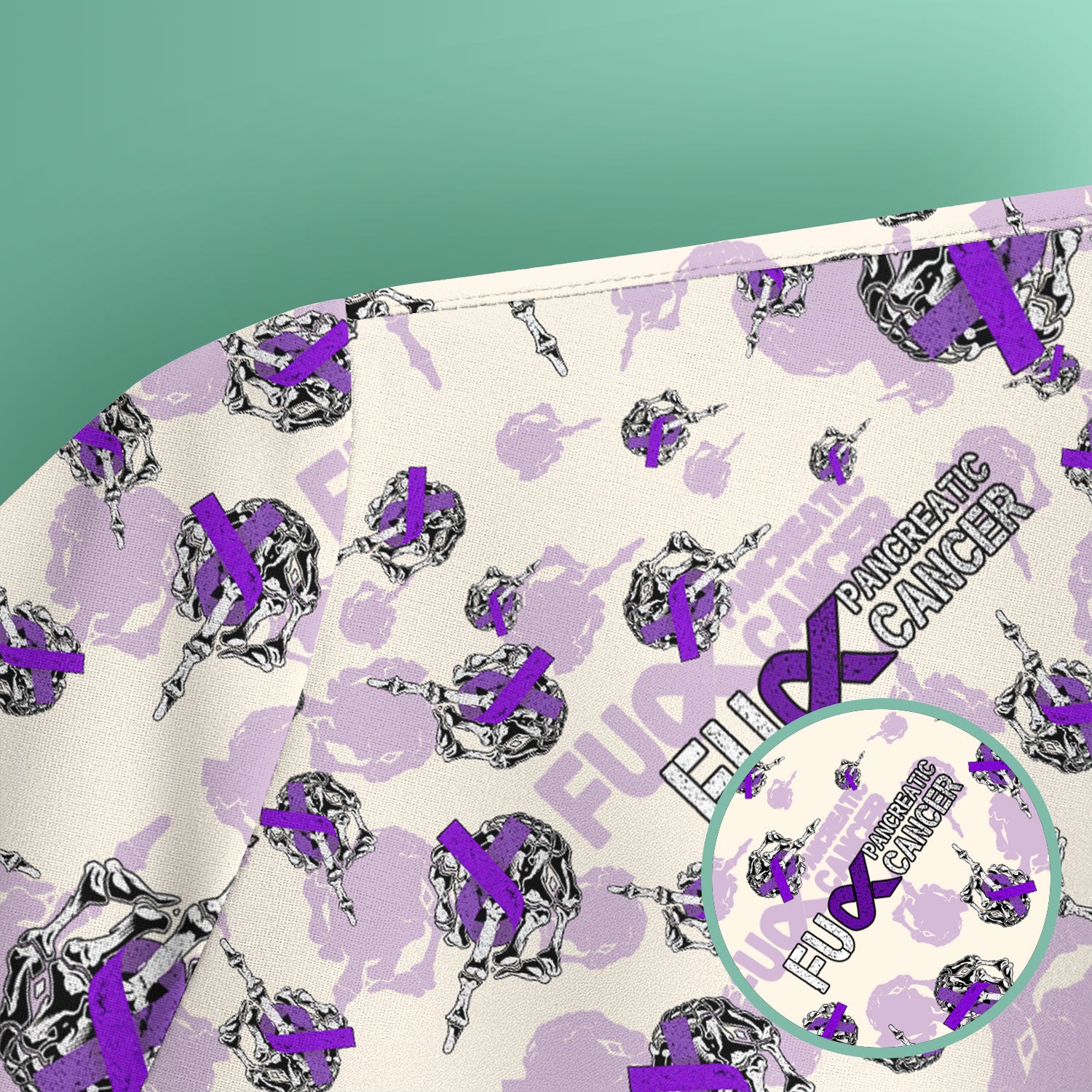 Pancreatic Cancer Awareness Scrub Top - Fuck Cancer Purple Ribbon Nurse Shirt - Strong Gift Idea for Survivors, Fighters & Supporters