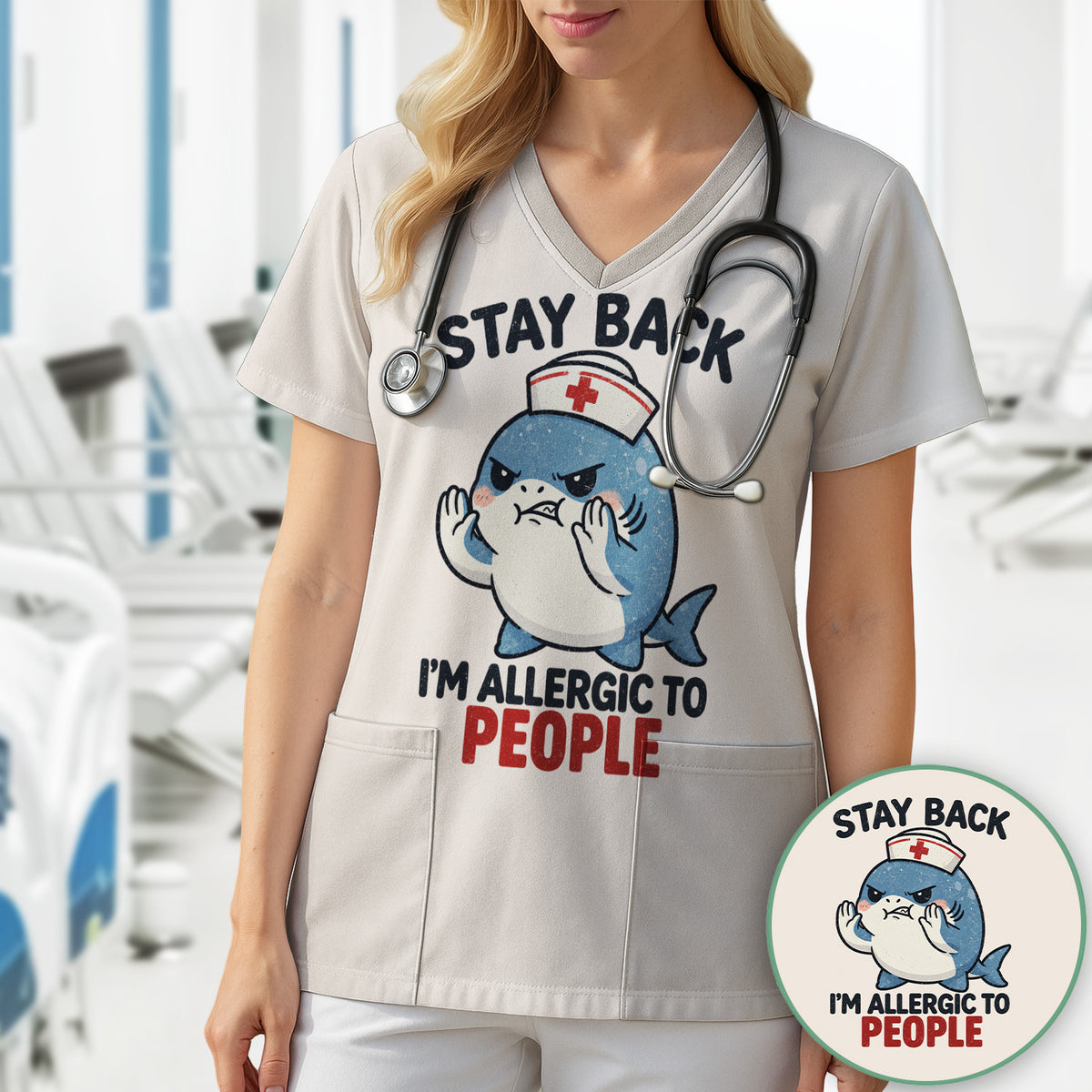 Stay Back I'm Allergic To People Nurse Shark T-Shirt