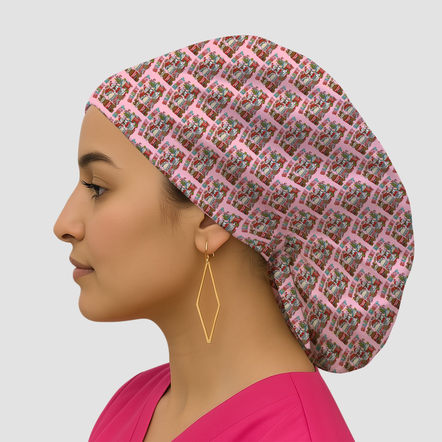 Silent Night Nurse Scrub Cap, Funny Christmas Medical Scrub Hat, Holiday Nursing Uniform