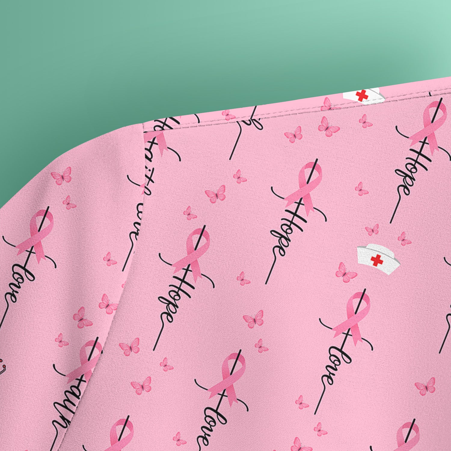 Breast Cancer Awareness Scrub Top Multi Color - Faith Hope Love Pink Ribbon Nursing Shirt - Supportive Nurse Workwear
