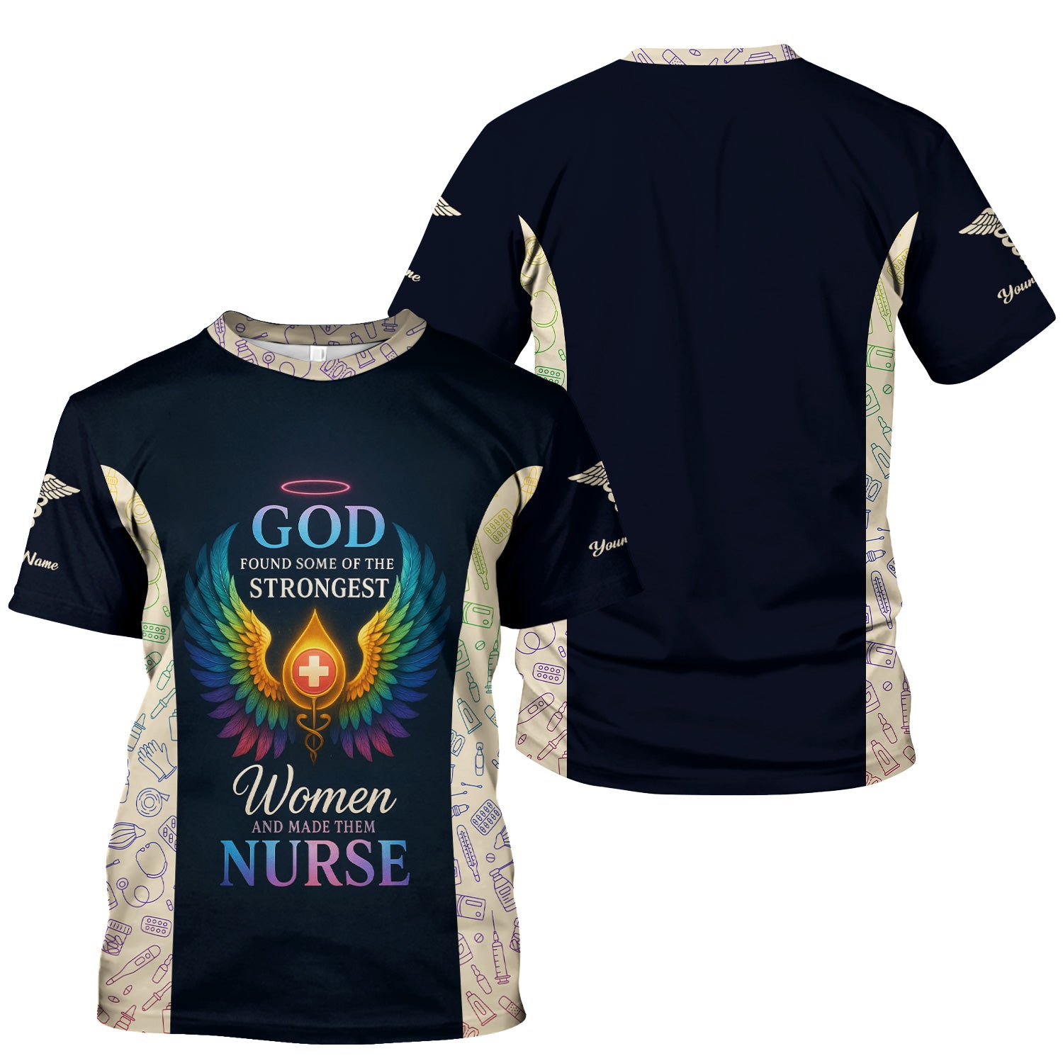 Personalized Christian Nurse Shirt - Strongest Women Made Nurse Graphic Tee - Gift for Women RN LPN & Healthcare Workers