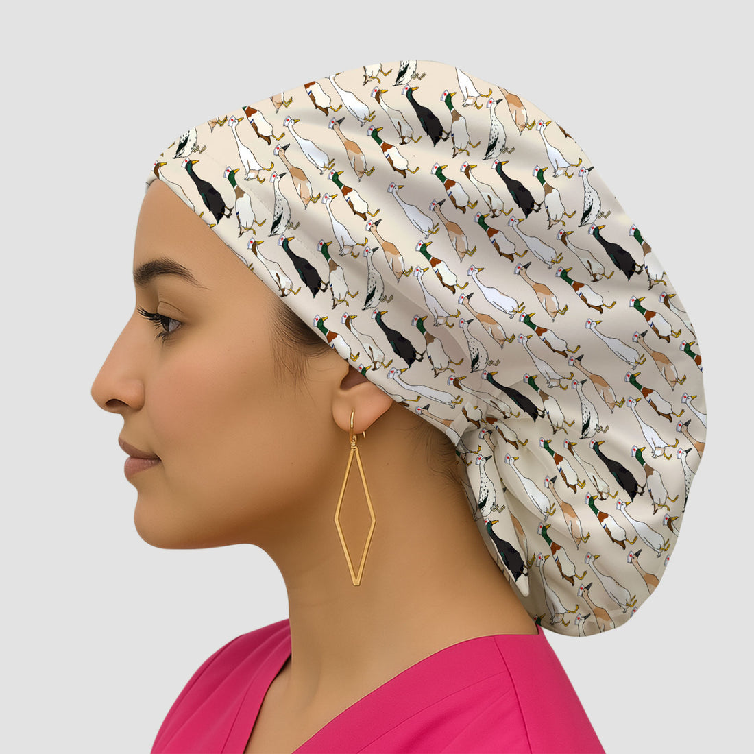 Funny Nurse Duck Pattern Scrub Cap, Surgical Caps for Doctors