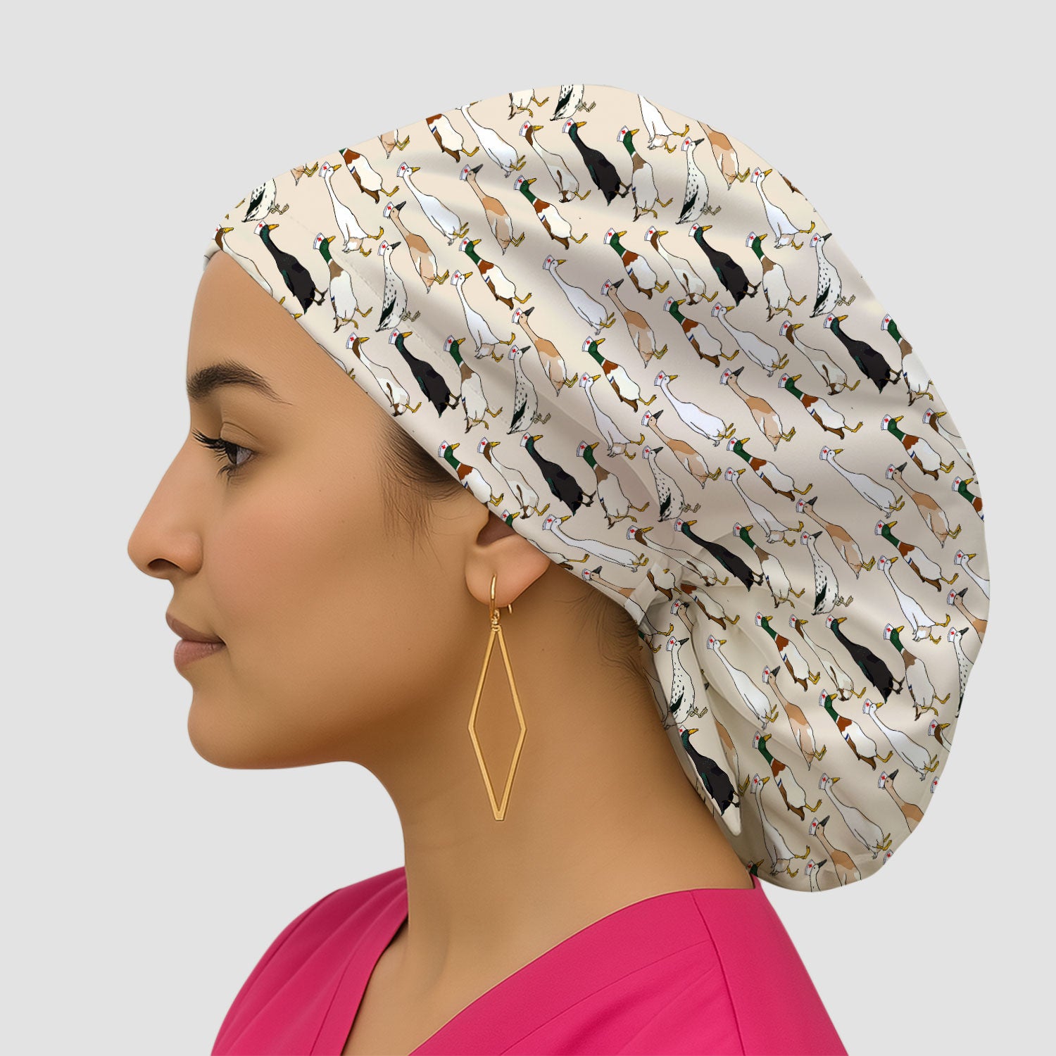 Funny Nurse Duck Pattern Scrub Cap, Surgical Caps for Doctors
