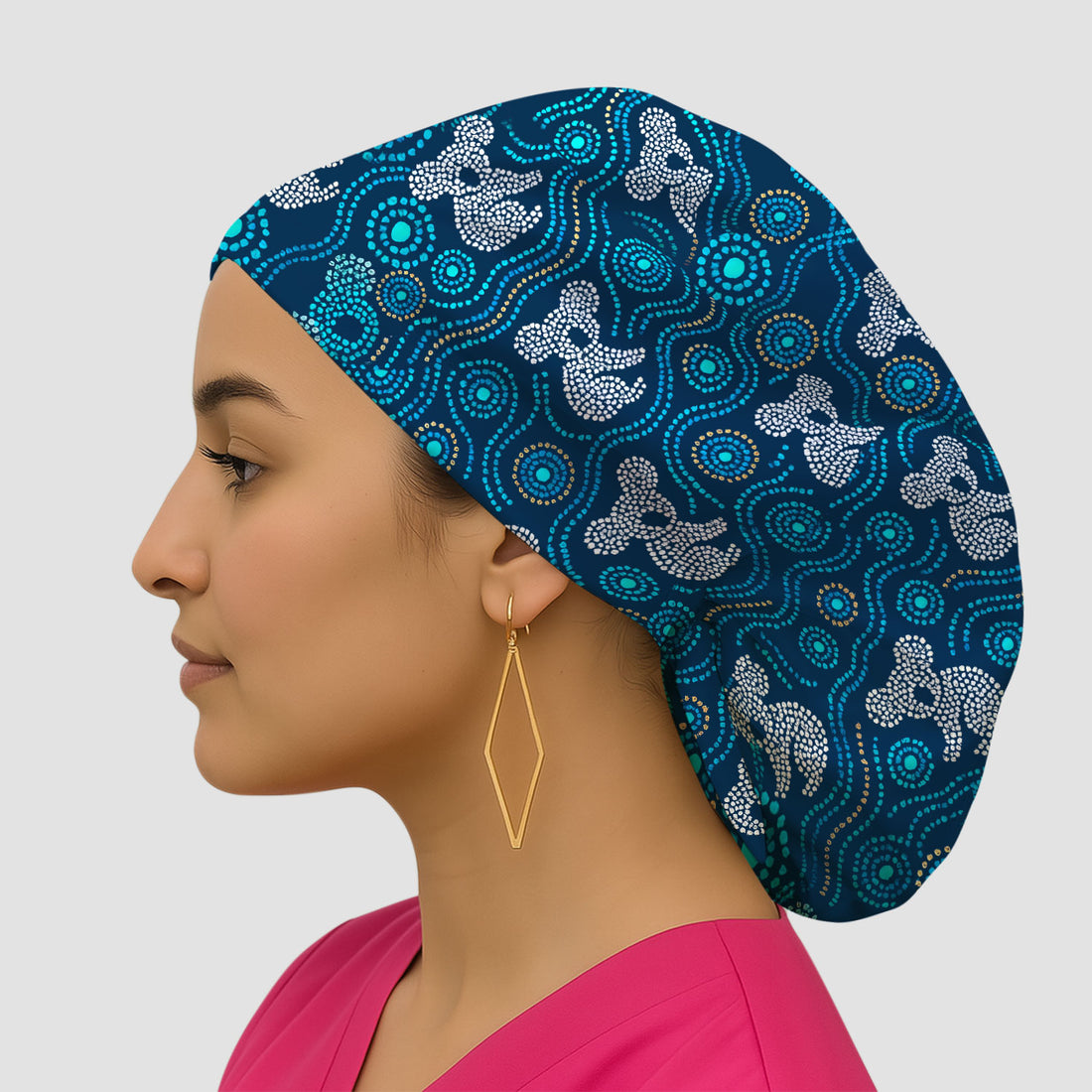 Australian Koala Aboriginal Dot Art Scrub Cap, Aboriginal Pattern Hat, Breathable Nursing Uniform