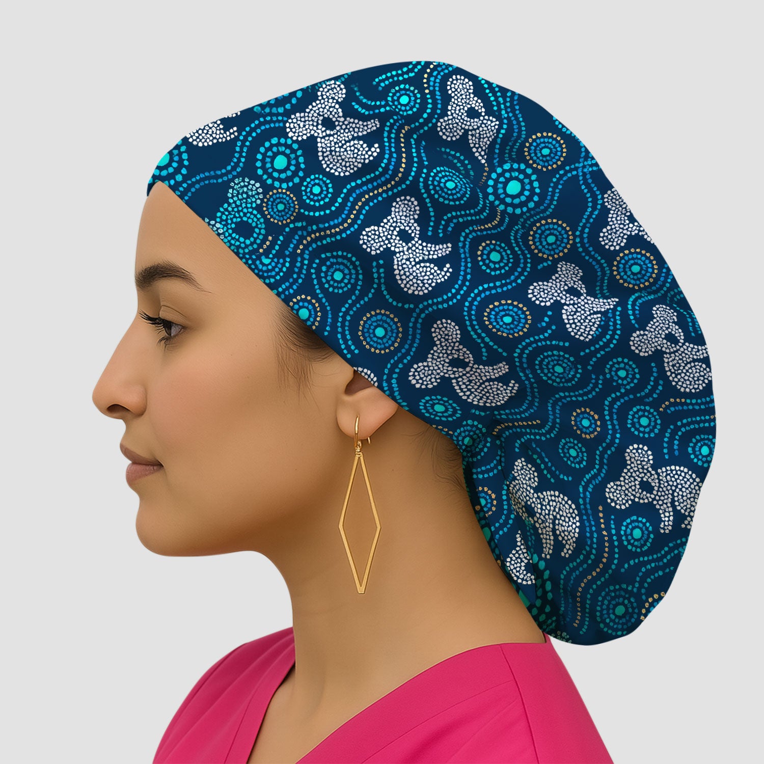 Australian Koala Aboriginal Dot Art Scrub Cap, Aboriginal Pattern Hat, Breathable Nursing Uniform