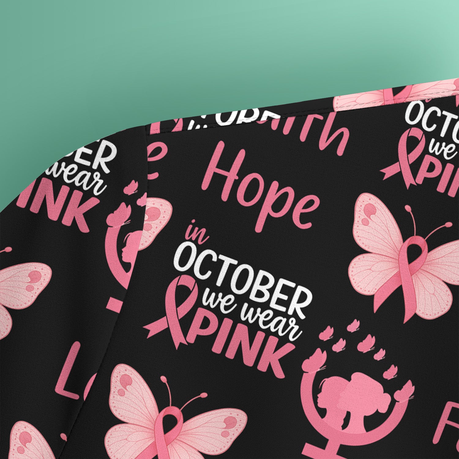 Breast Cancer Awareness Nurse Scrub Top - Faith Hope Love & Pink Ribbon Butterfly Design - October Gift for RN LPN CNA