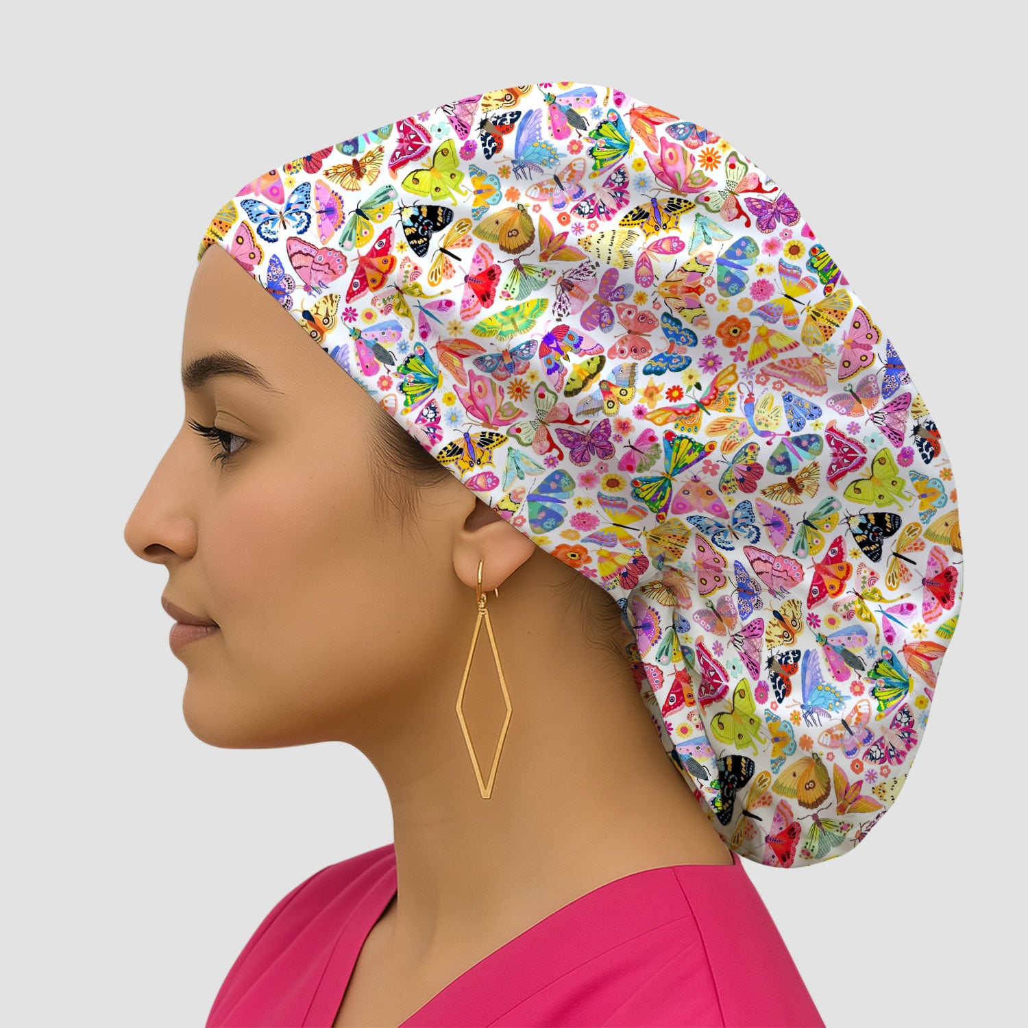 Cute Bright Butterfly Moth Floral Scrub Cap, Surgical Caps for Doctors