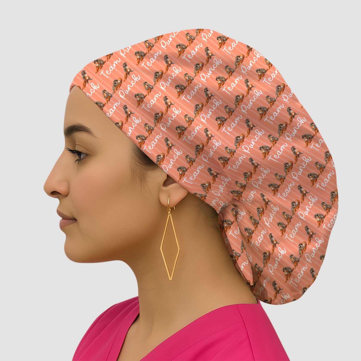 Funny Monkey Team Punch Pattern Print Cap, Adjustable Nurse Surgical Cap