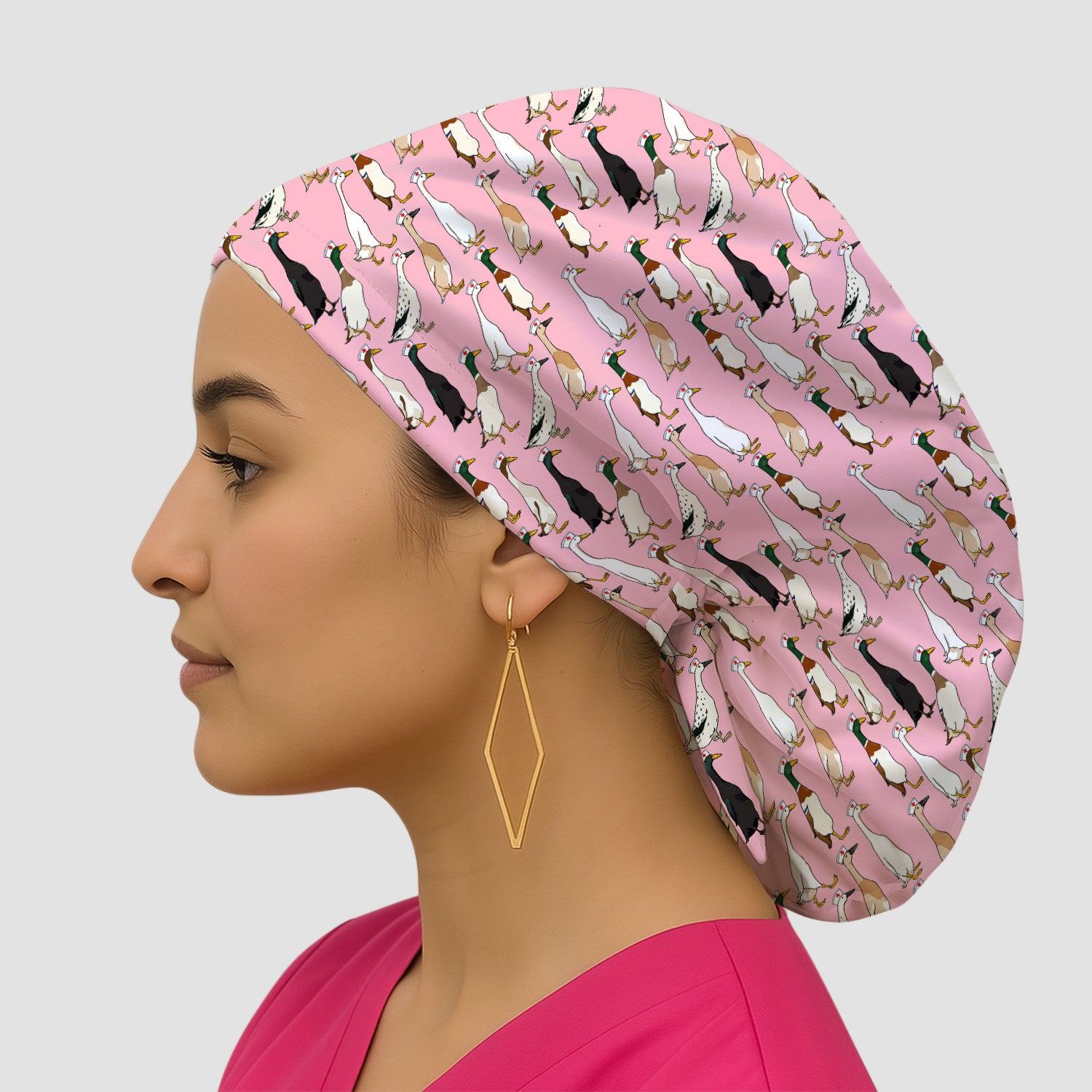 Funny Nurse Duck Pattern Scrub Cap, Surgical Caps for Doctors
