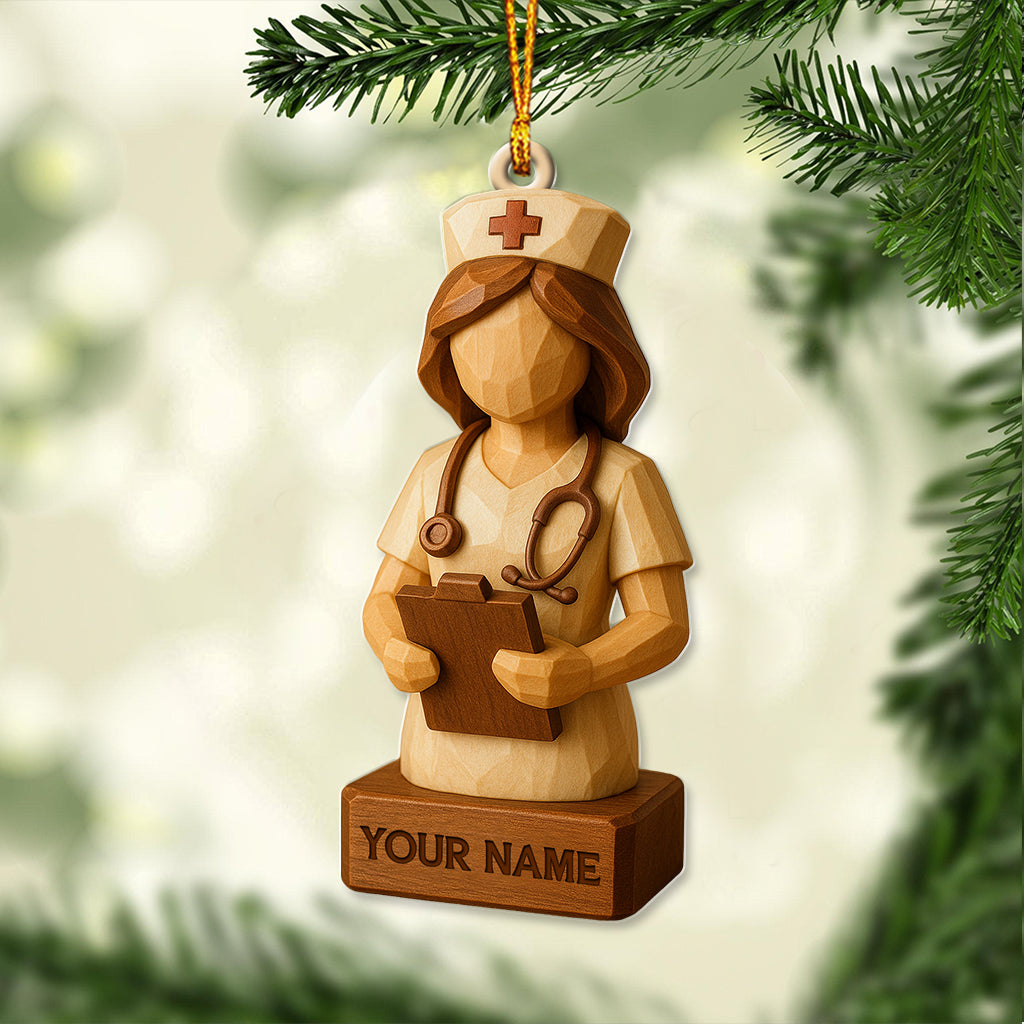 Custom Nurse Ornament, Personalized Nurse Figurine, Xmas Healthcare Gift for Nursing