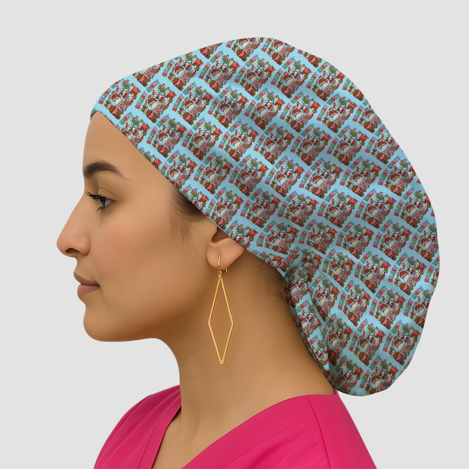 Silent Night Nurse Scrub Cap, Funny Christmas Medical Scrub Hat, Holiday Nursing Uniform