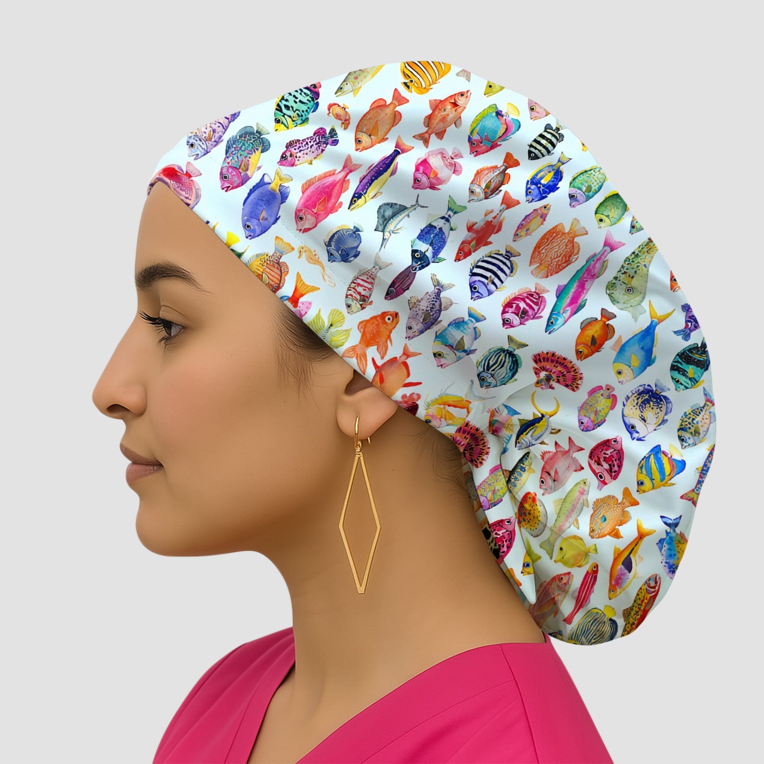 Colorful Tropical Fish Print Scrub Cap, Surgical Caps for Doctors