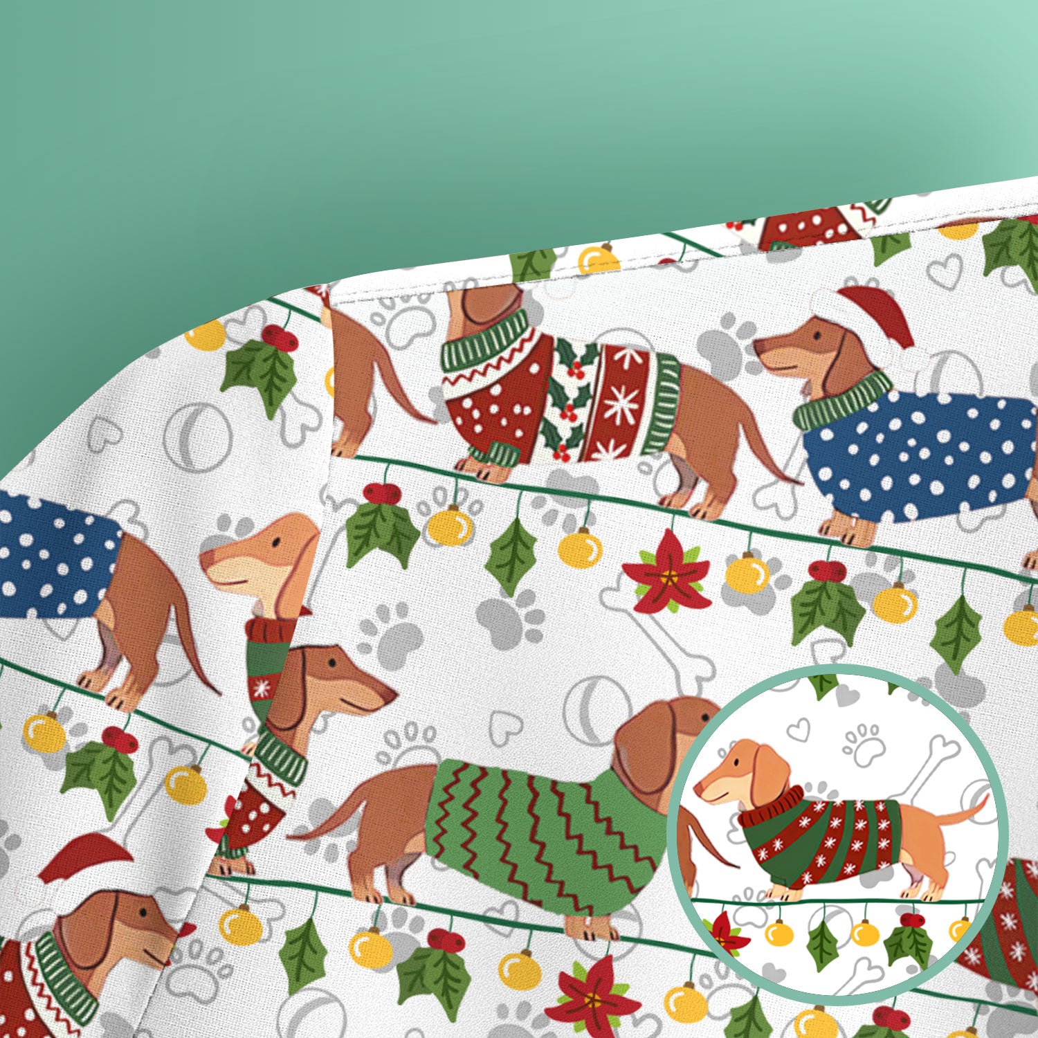 Holiday Wiener Dog Nurse Scrub Top - Festive Sausage Dog Christmas Medical Shirt for RN CNA LPN Women