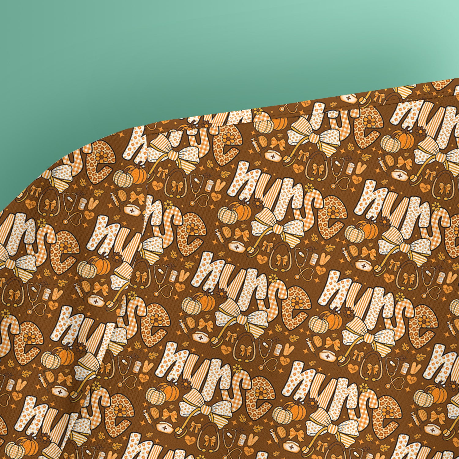 Fall Pumpkin and Bow Nurse Shirt - Autumn Medical Scrubs - Thanksgiving Nurse Gift for RN CNA LPN